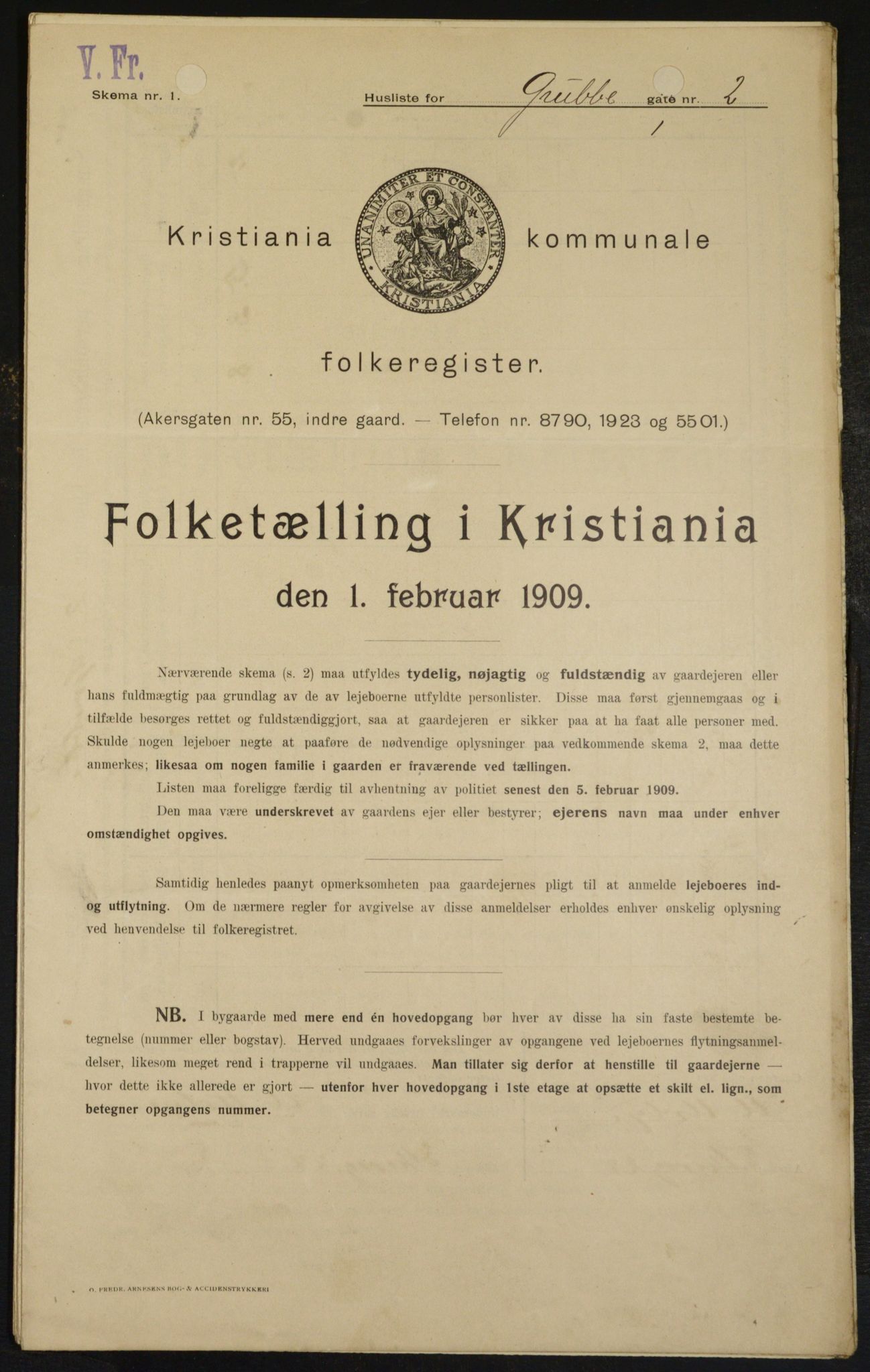 OBA, Kommunal folketelling 1.2.1909 for Kristiania kjøpstad, 1909, s. 27439