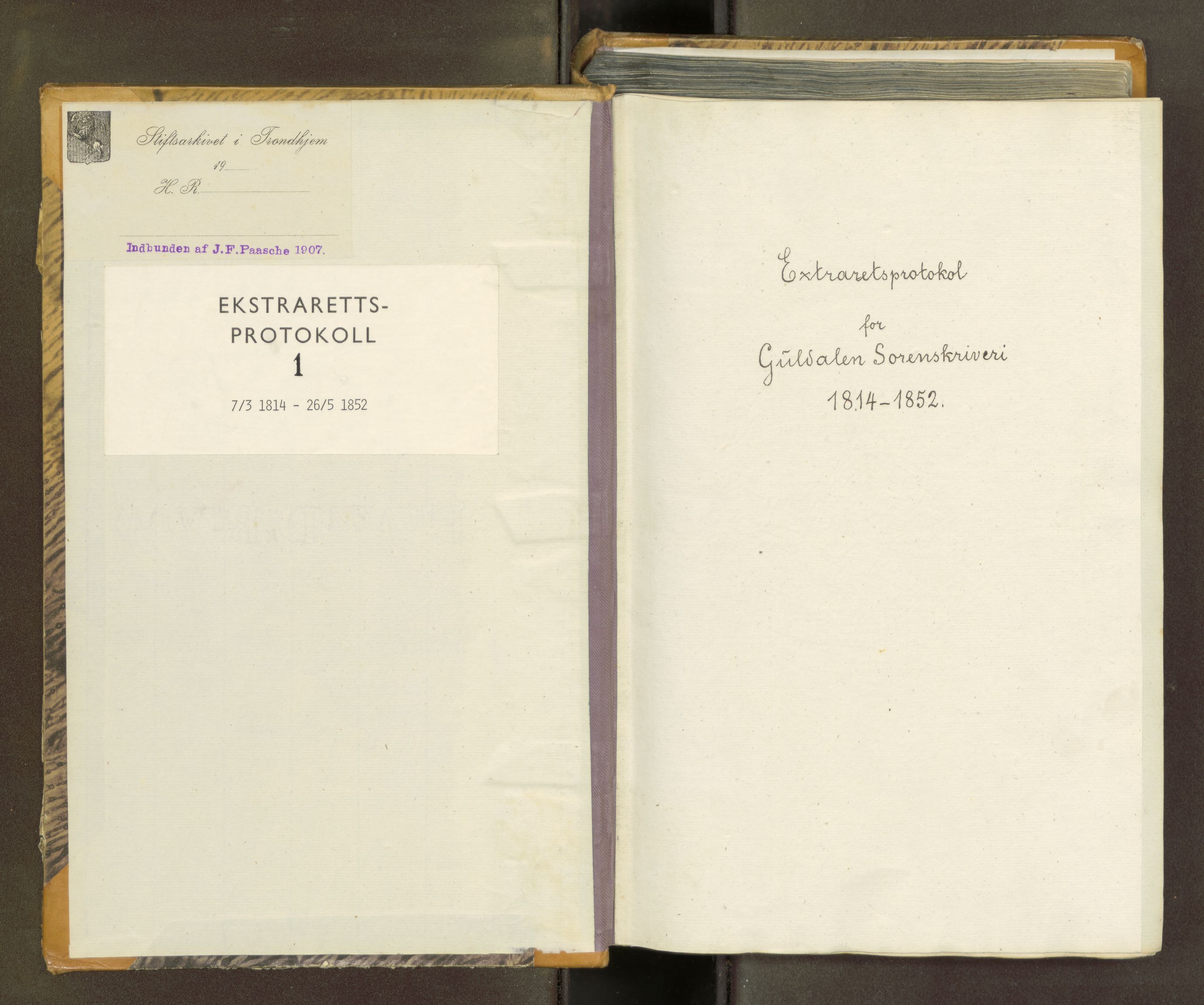 Gauldal sorenskriveri, SAT/A-0014/1/1/1B/L0001: Ekstrarettsprotokoller, 1814-1852