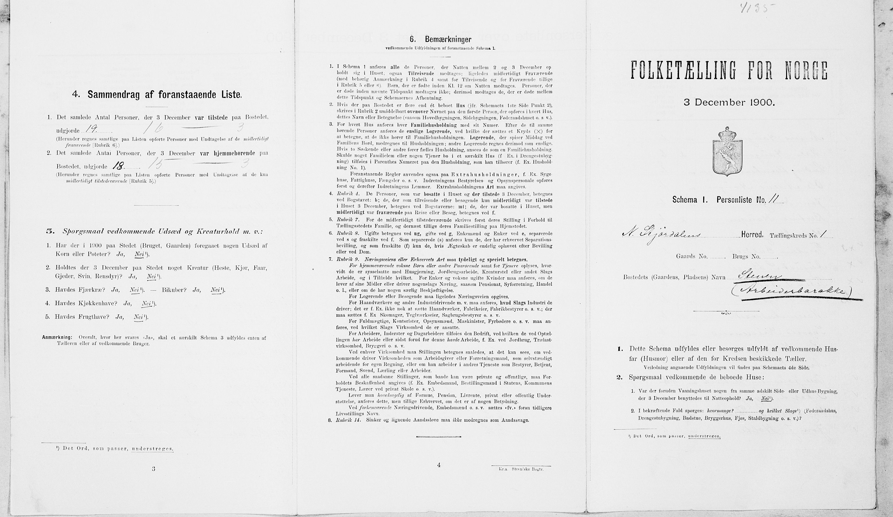 SAT, Folketelling 1900 for 1714 Nedre Stjørdal herred, 1900, s. 185