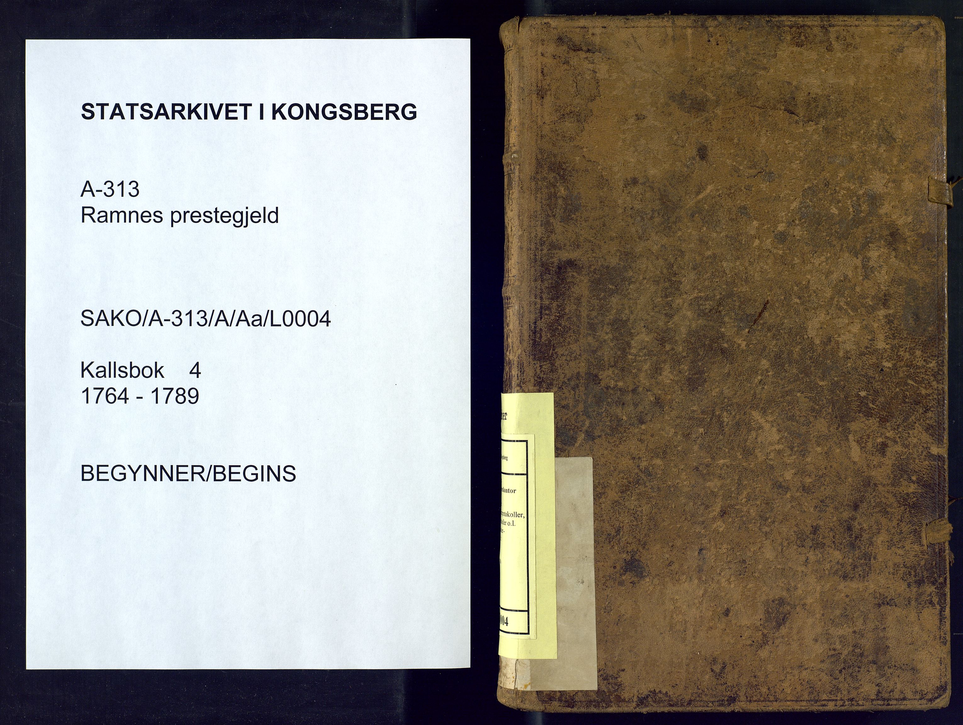 Ramnes sokneprestkontor, SAKO/A-313/A/Aa/L0004: Kallsbok, 1764-1789