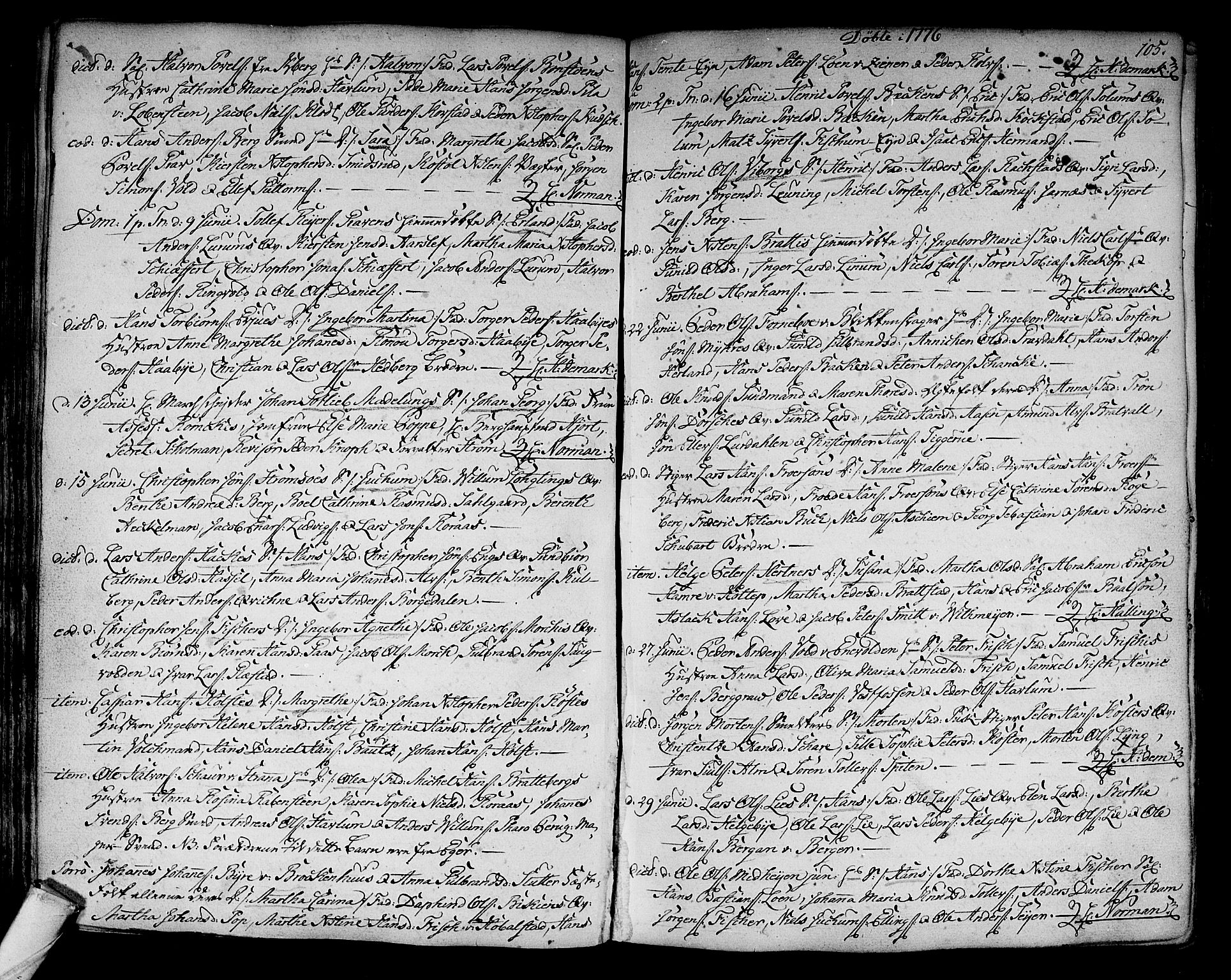 Kongsberg kirkebøker, SAKO/A-22/F/Fa/L0005: Ministerialbok nr. I 5, 1769-1782, s. 105
