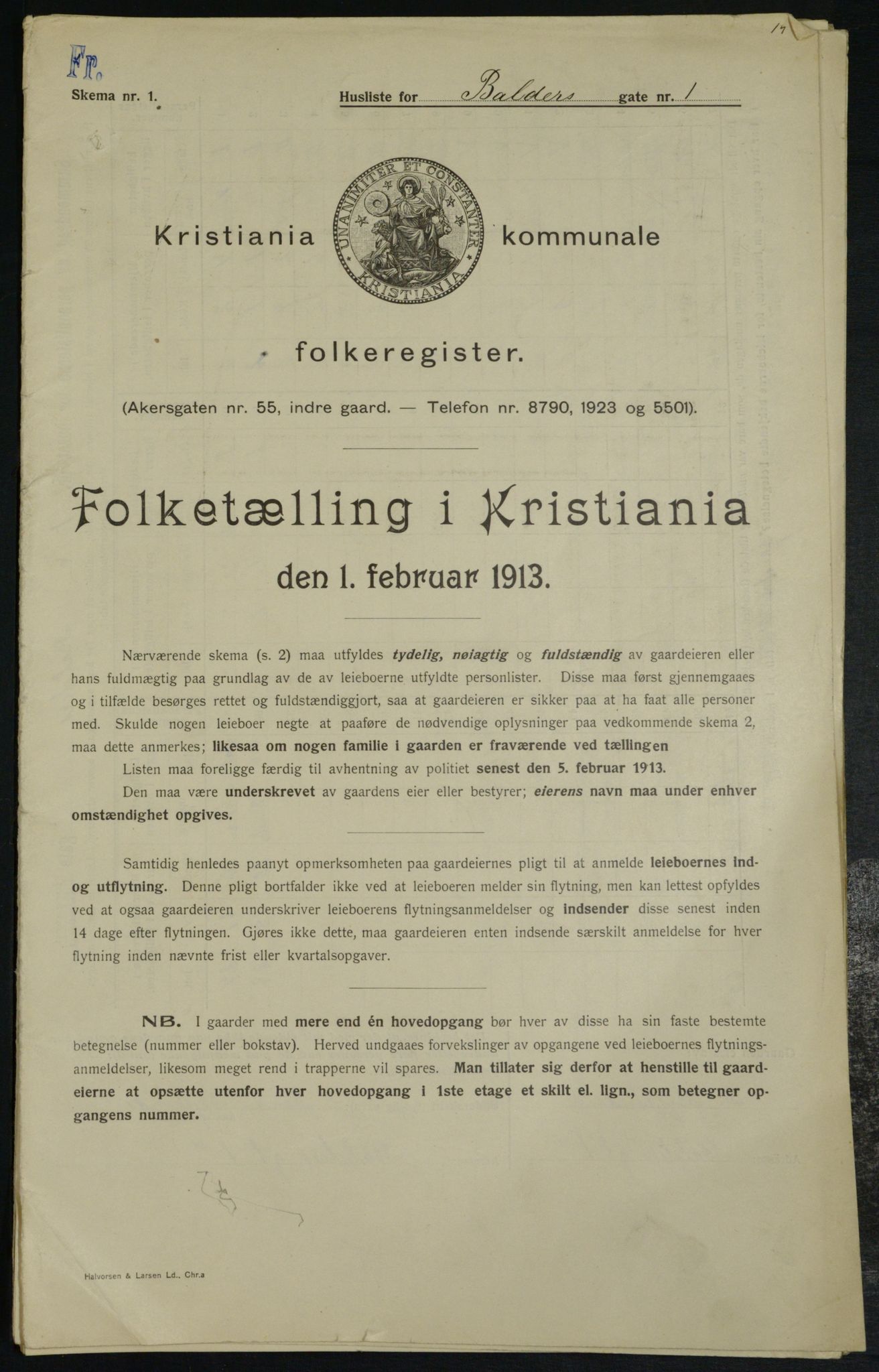 OBA, Kommunal folketelling 1.2.1913 for Kristiania, 1913, s. 2902