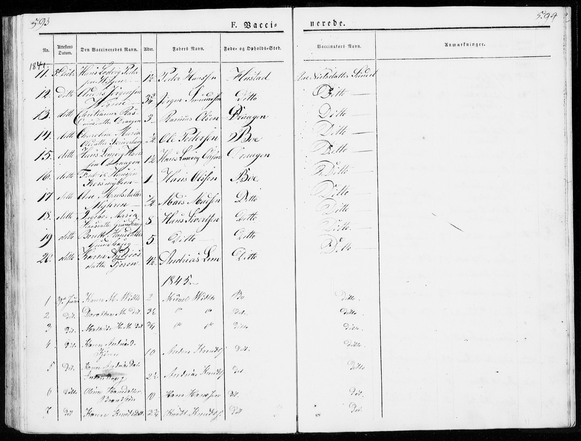 Ministerialprotokoller, klokkerbøker og fødselsregistre - Møre og Romsdal, AV/SAT-A-1454/566/L0766: Ministerialbok nr. 566A05, 1842-1851, s. 593-594