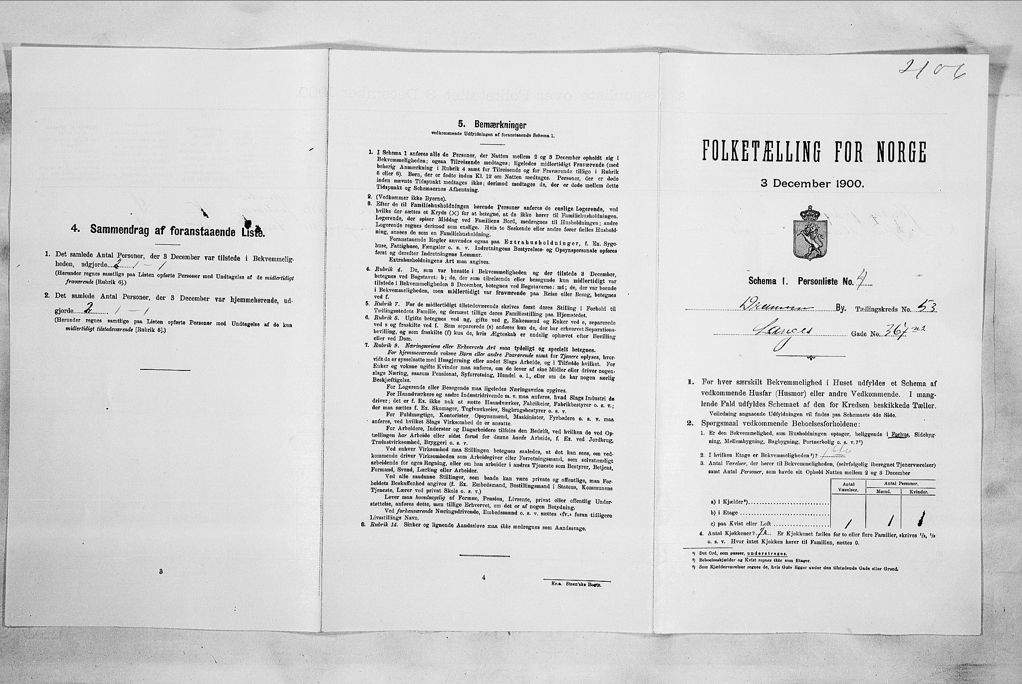 RA, Folketelling 1900 for 0602 Drammen kjøpstad, 1900, s. 9100
