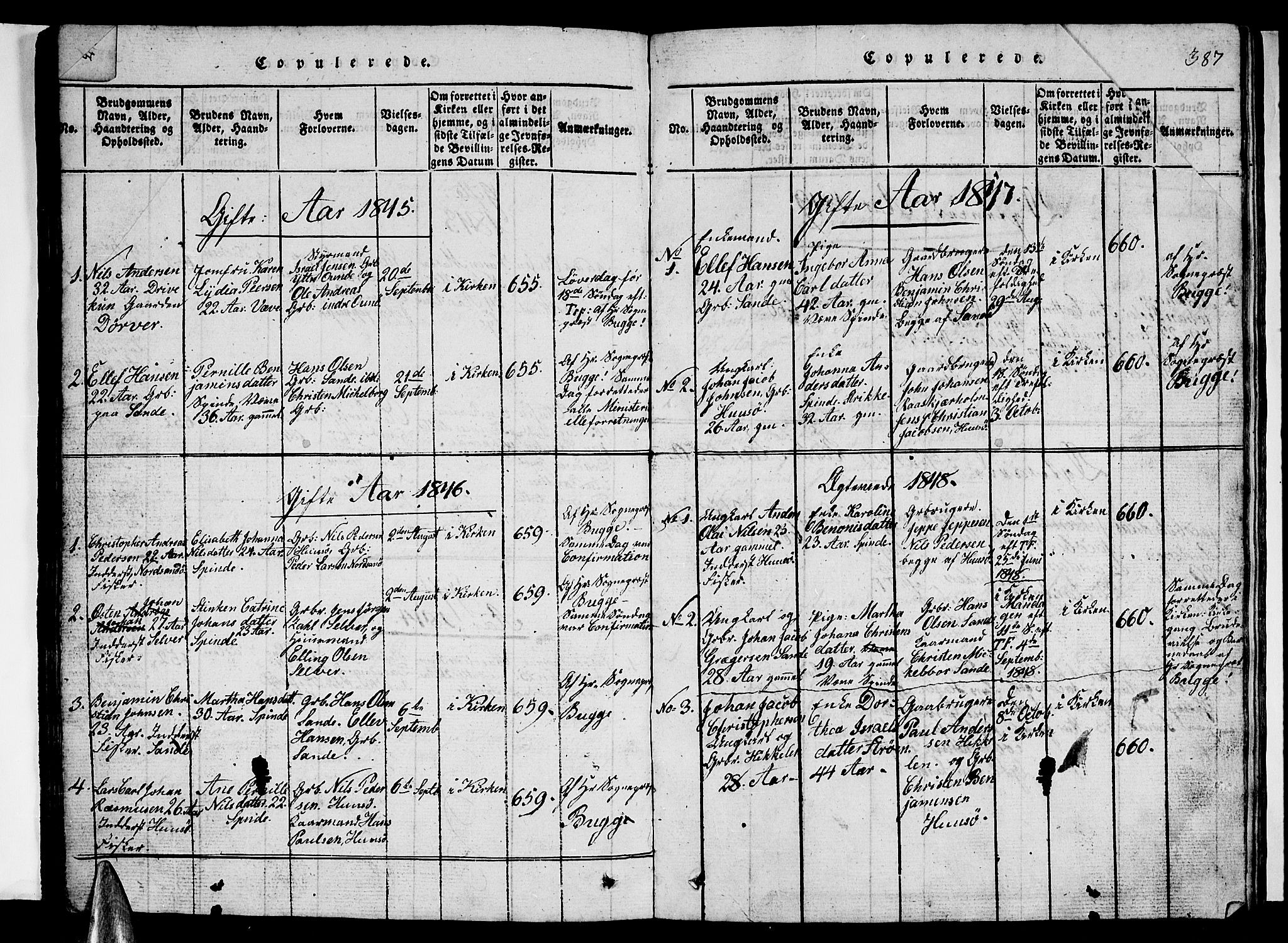 Ministerialprotokoller, klokkerbøker og fødselsregistre - Nordland, AV/SAT-A-1459/840/L0581: Klokkerbok nr. 840C01, 1820-1873, s. 384-385