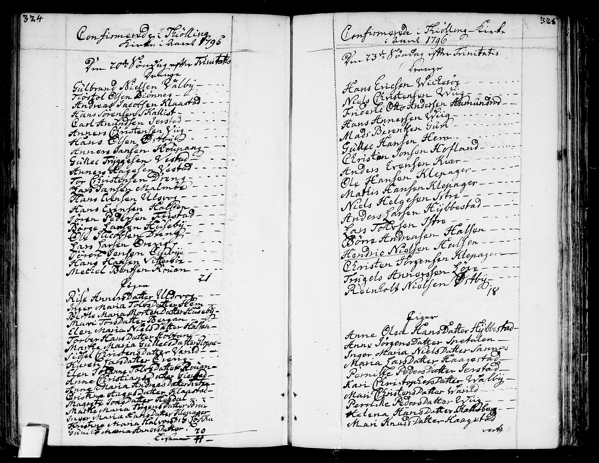 Tjølling kirkebøker, SAKO/A-60/F/Fa/L0004: Ministerialbok nr. 4, 1779-1817, s. 324-325