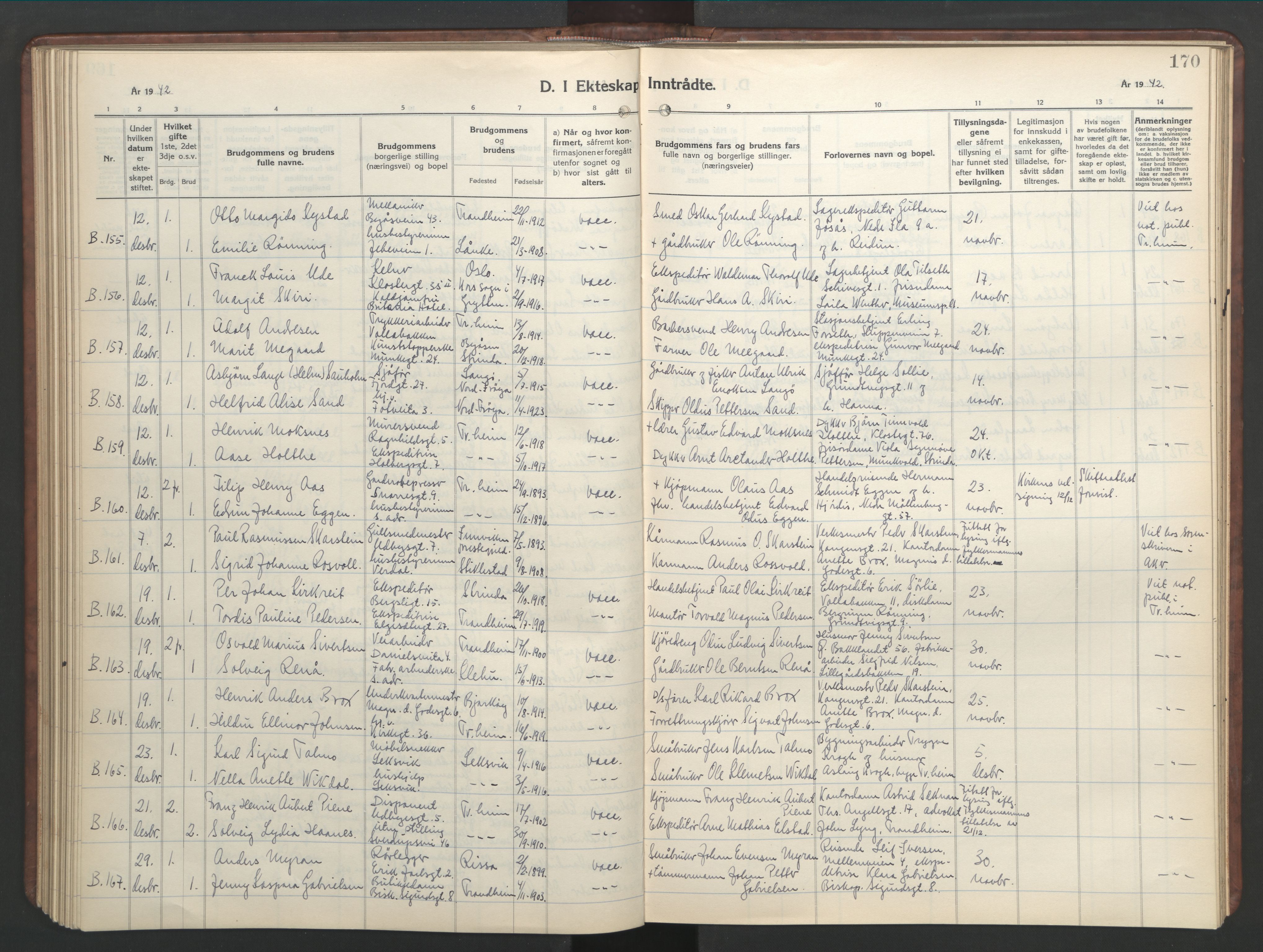 Ministerialprotokoller, klokkerbøker og fødselsregistre - Sør-Trøndelag, AV/SAT-A-1456/601/L0101: Klokkerbok nr. 601C19, 1935-1946, s. 170