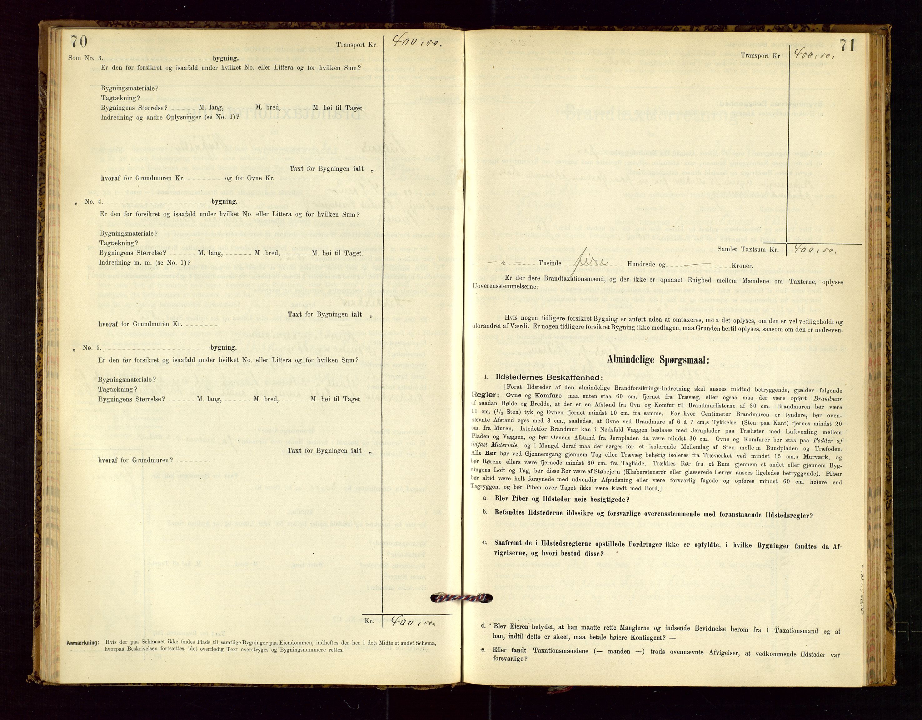 Suldal lensmannskontor, SAST/A-100419/Gob/L0001: "Brandtaxationsprotokol", 1894-1923, s. 70-71