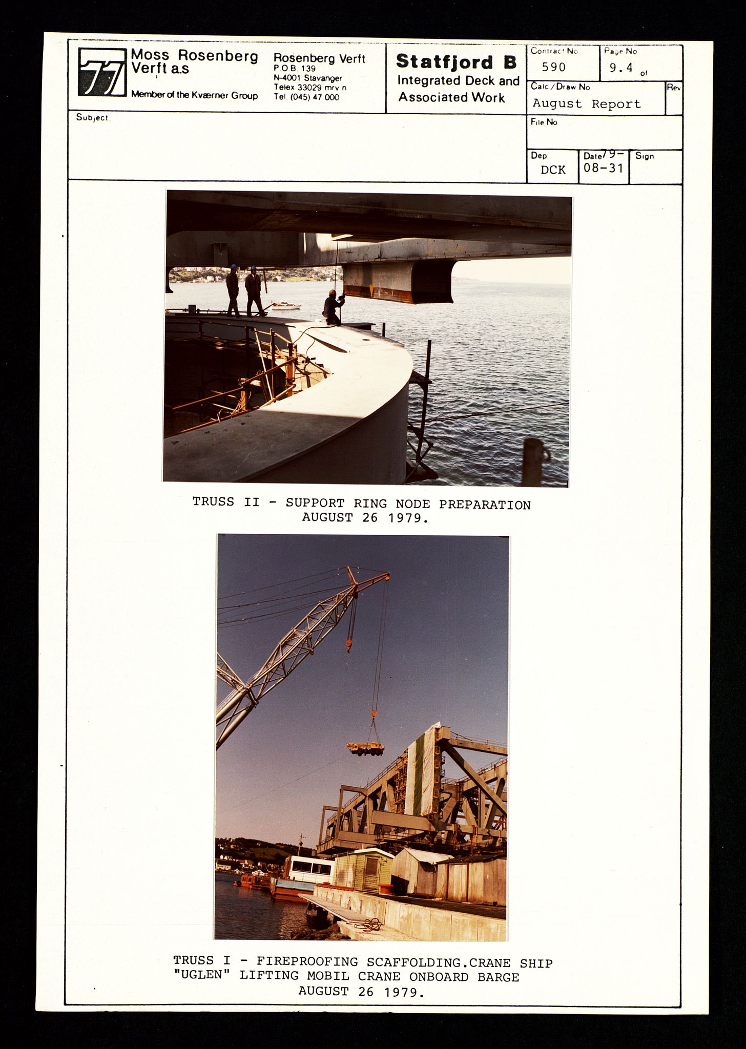 Pa 1400 - Moss Rosenberg Verft A/S, SAST/A-101696/E/Eb/Ebg/L0001: Statfjord B: Deck og offshore, 1979-1982, s. 40