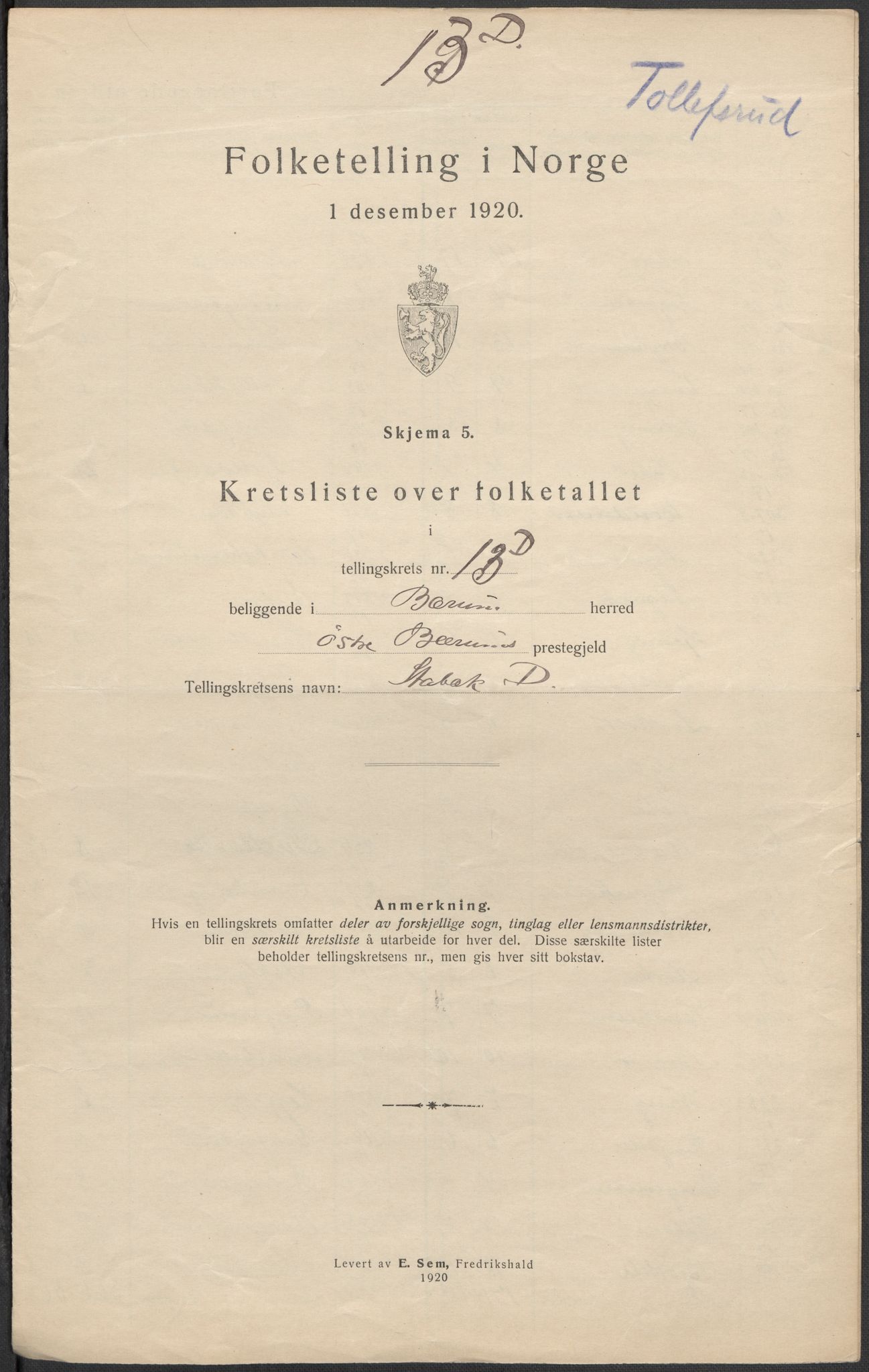 SAO, Folketelling 1920 for 0219 Bærum herred, 1920, s. 79