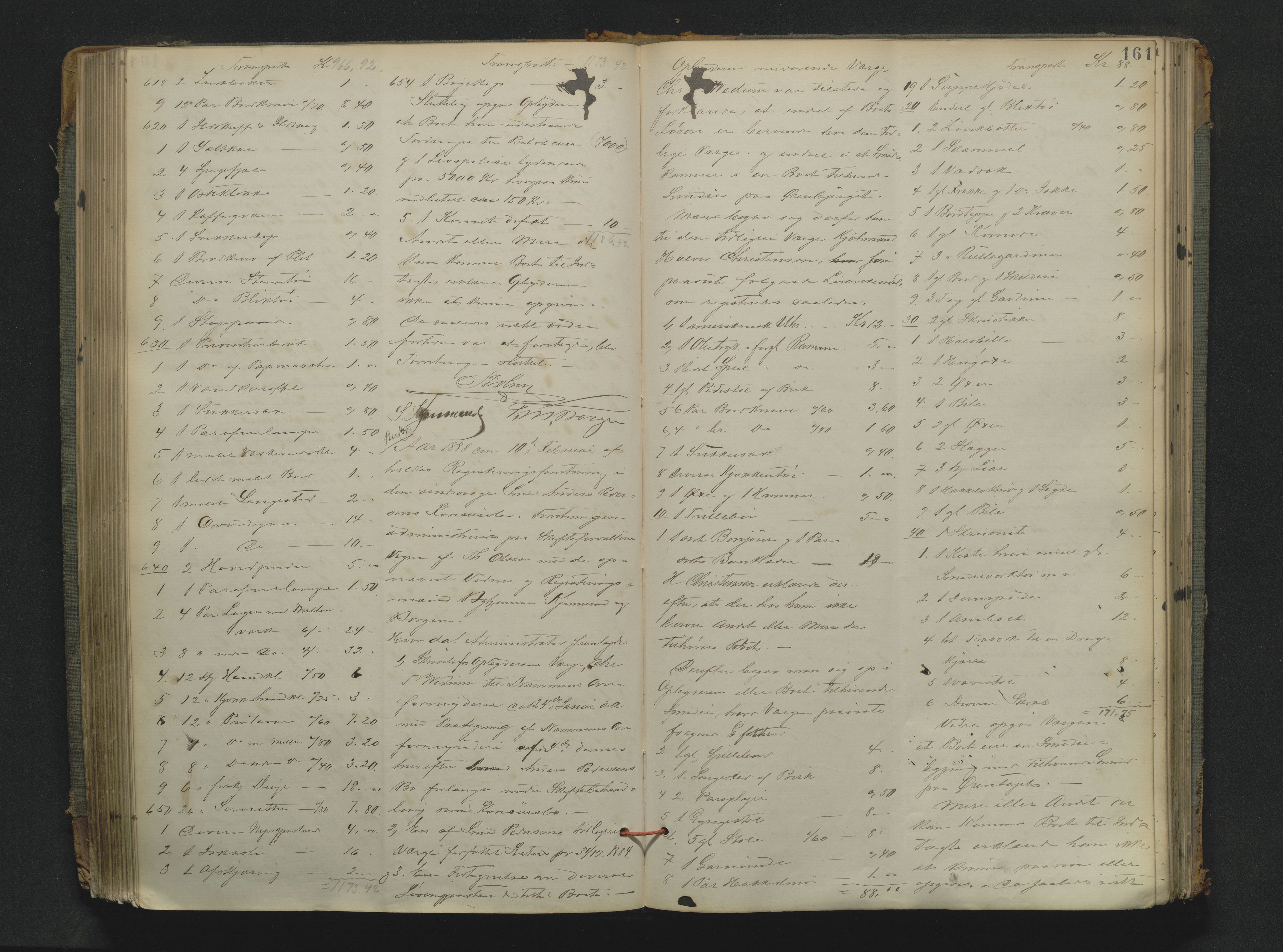 Drammen byfogd, AV/SAKO-A-222/H/Hb/Hbb/L0006: Registreringsprotokoll., 1886-1891, s. 161