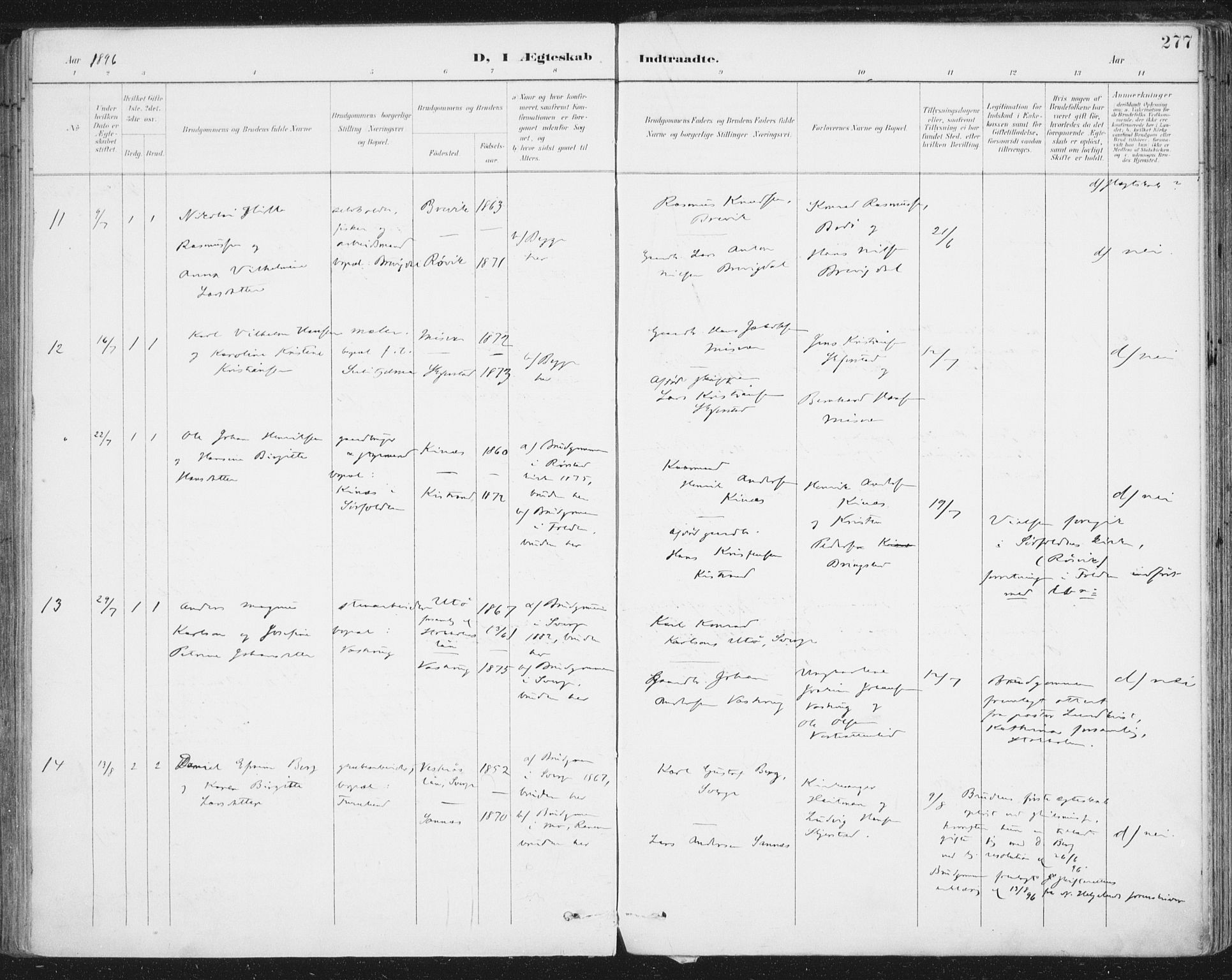 Ministerialprotokoller, klokkerbøker og fødselsregistre - Nordland, SAT/A-1459/852/L0741: Ministerialbok nr. 852A11, 1894-1917, s. 277