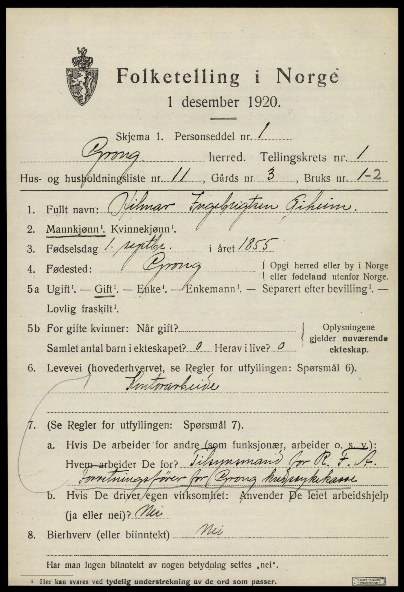 SAT, Folketelling 1920 for 1742 Grong herred, 1920, s. 1159