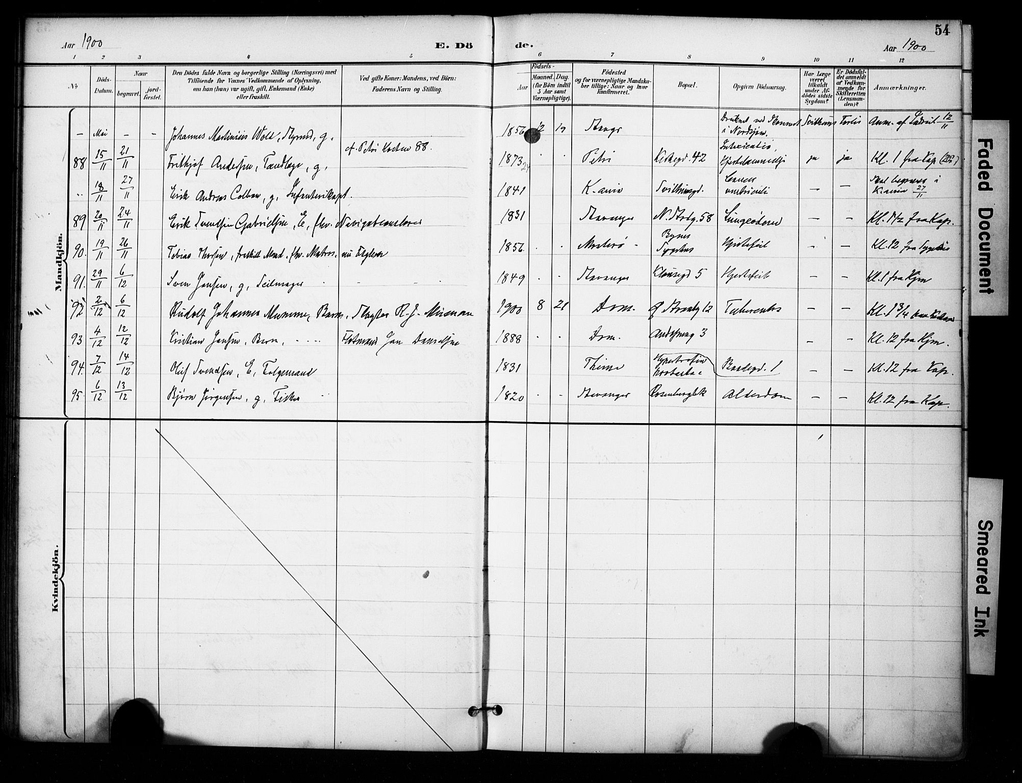 Domkirken sokneprestkontor, AV/SAST-A-101812/001/30/30BA/L0032: Ministerialbok nr. A 31, 1896-1917, s. 54