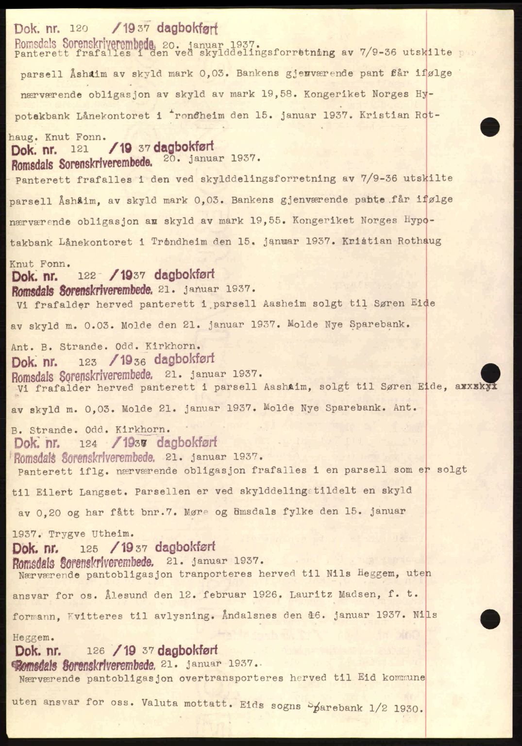 Romsdal sorenskriveri, AV/SAT-A-4149/1/2/2C: Pantebok nr. C1a, 1936-1945, Dagboknr: 120/1937