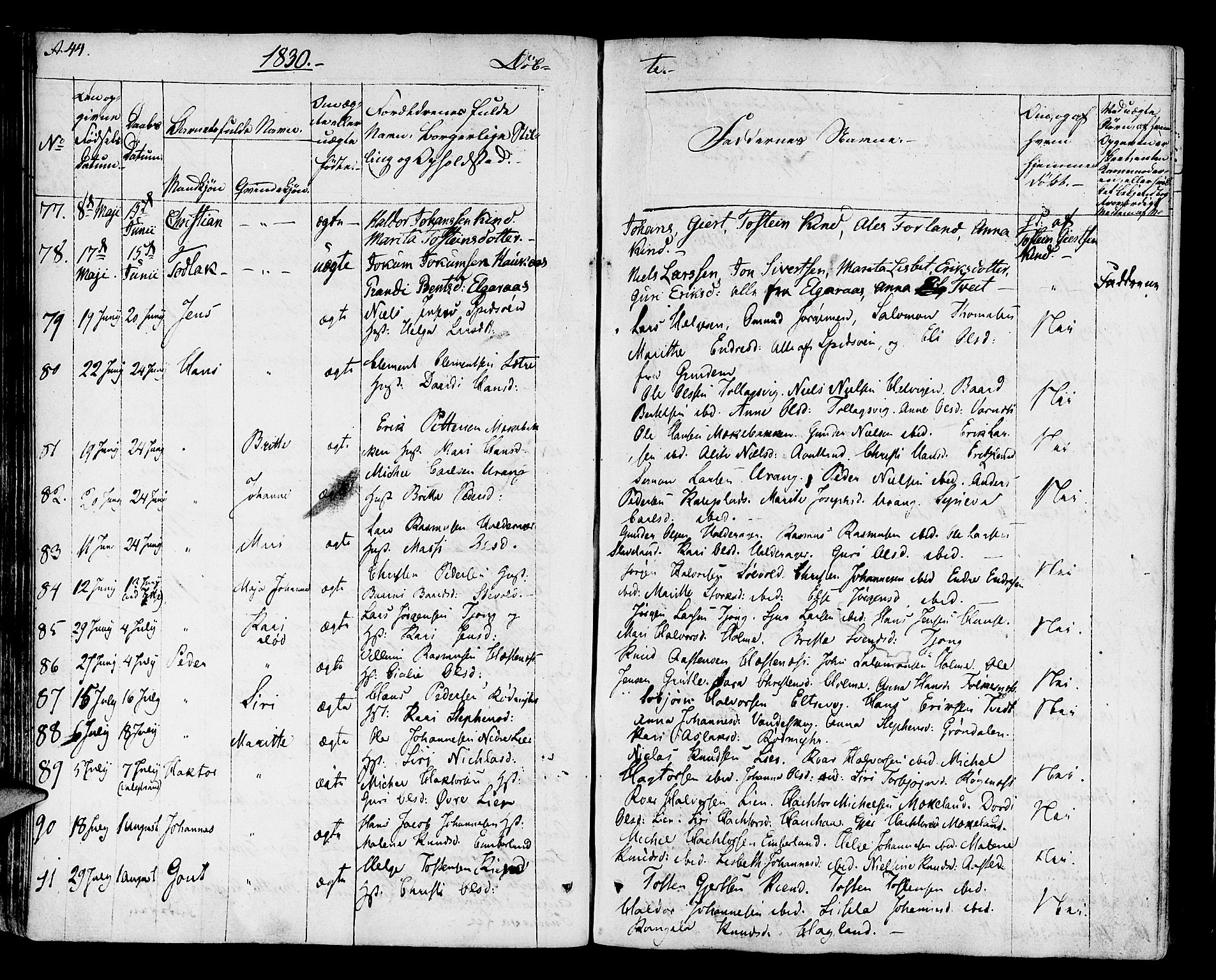 Finnås sokneprestembete, AV/SAB-A-99925/H/Ha/Haa/Haaa/L0005: Ministerialbok nr. A 5, 1823-1835, s. 44