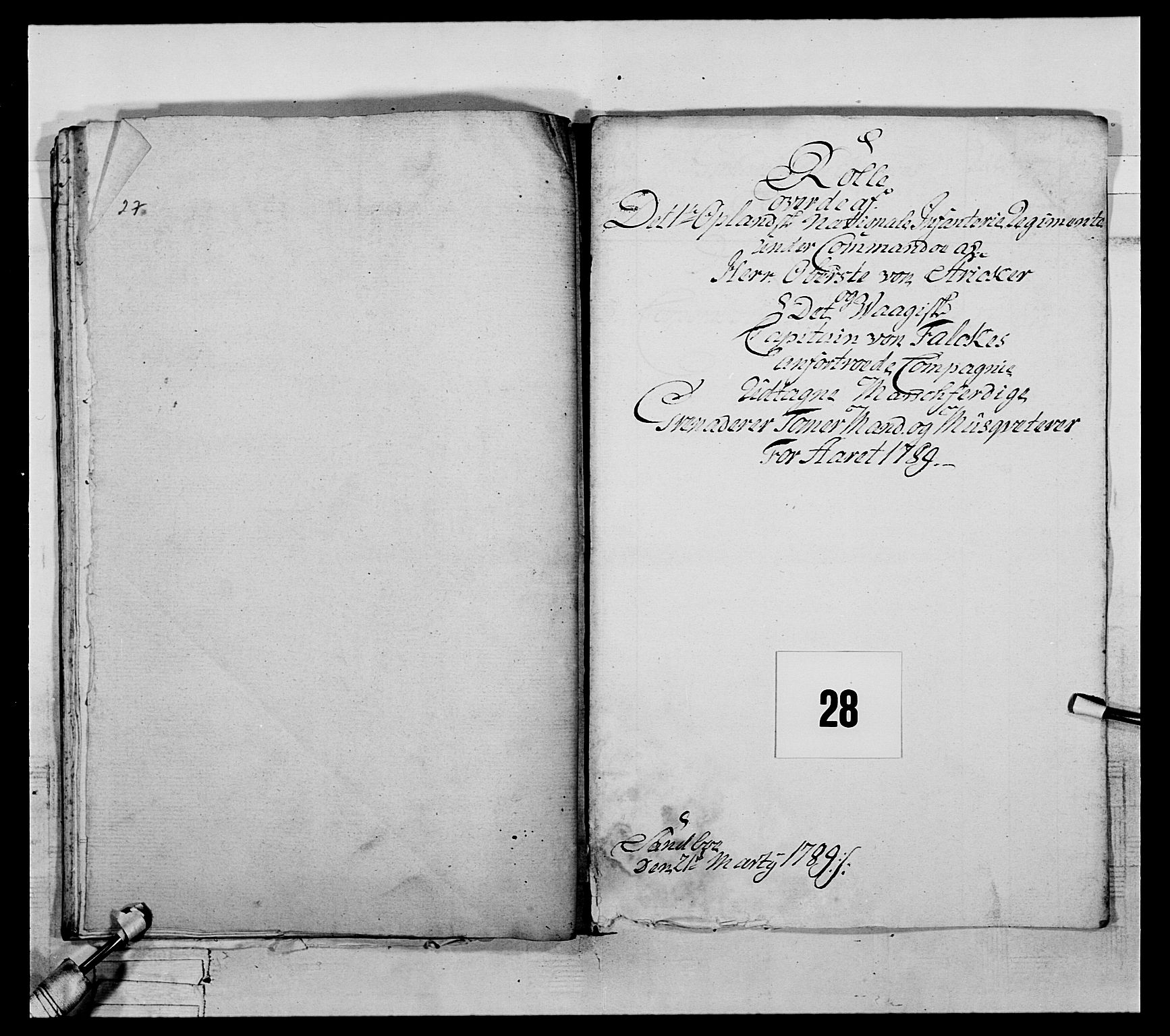 Generalitets- og kommissariatskollegiet, Det kongelige norske kommissariatskollegium, AV/RA-EA-5420/E/Eh/L0061: 1. Opplandske nasjonale infanteriregiment, 1789, s. 507