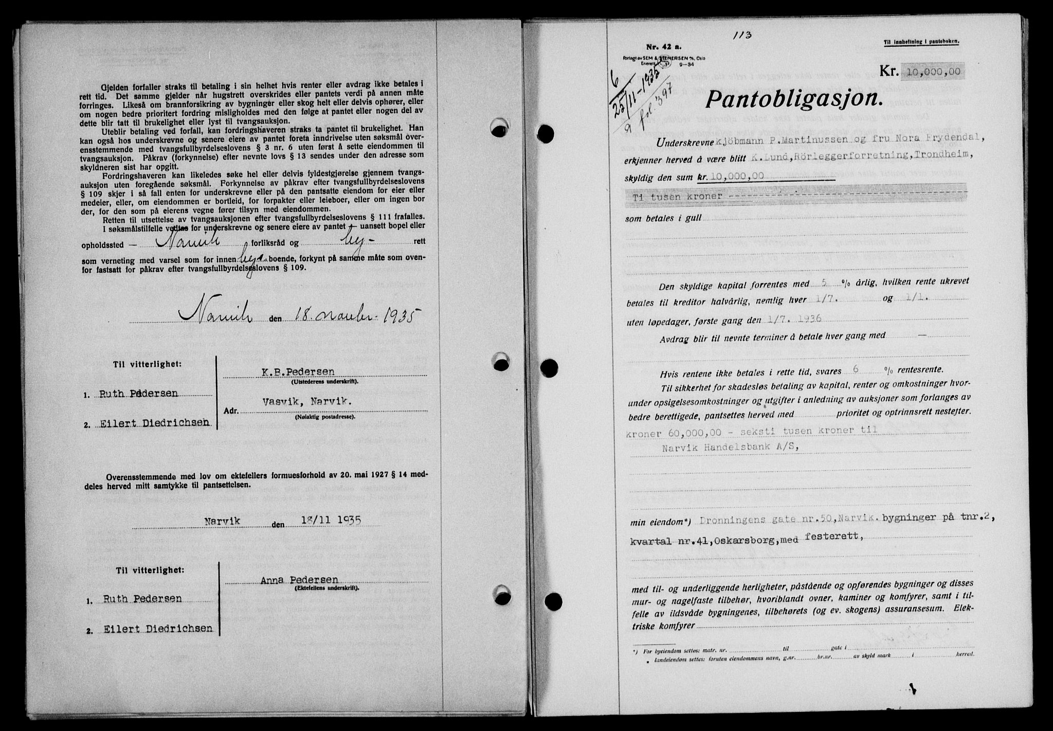 Narvik sorenskriveri, SAT/A-0002/1/2/2C/2Ca/L0011: Pantebok nr. 14, 1935-1937, Tingl.dato: 25.11.1935