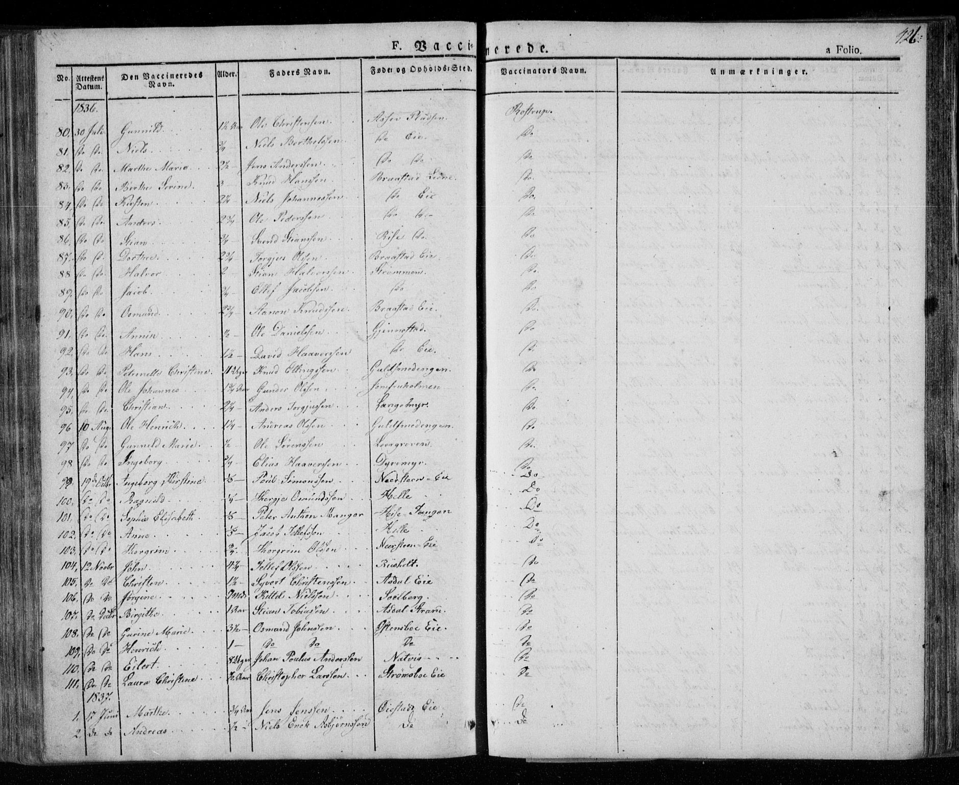 Øyestad sokneprestkontor, AV/SAK-1111-0049/F/Fa/L0013: Ministerialbok nr. A 13, 1827-1842, s. 426