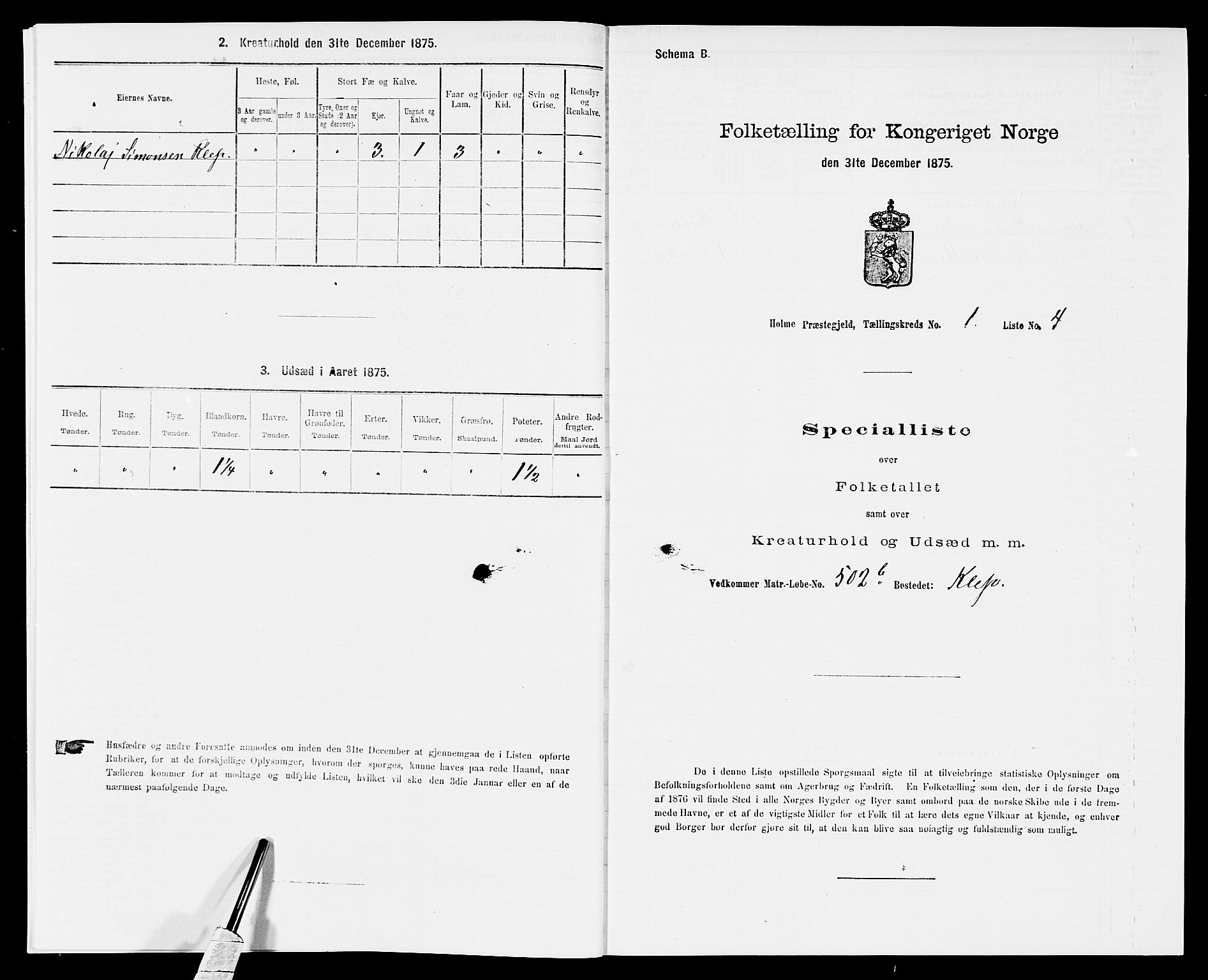 SAK, Folketelling 1875 for 1020P Holum prestegjeld, 1875, s. 52