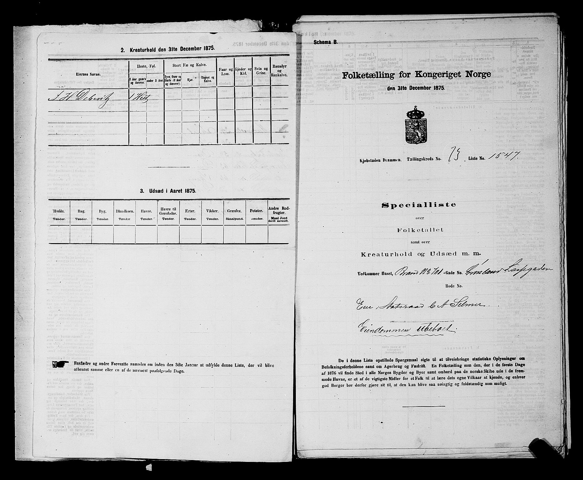 SAKO, Folketelling 1875 for 0602 Drammen kjøpstad, 1875, s. 2255
