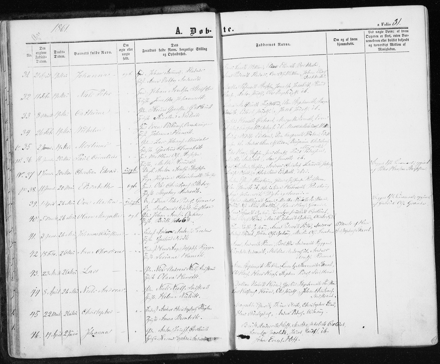 Ministerialprotokoller, klokkerbøker og fødselsregistre - Sør-Trøndelag, SAT/A-1456/659/L0737: Ministerialbok nr. 659A07, 1857-1875, s. 31