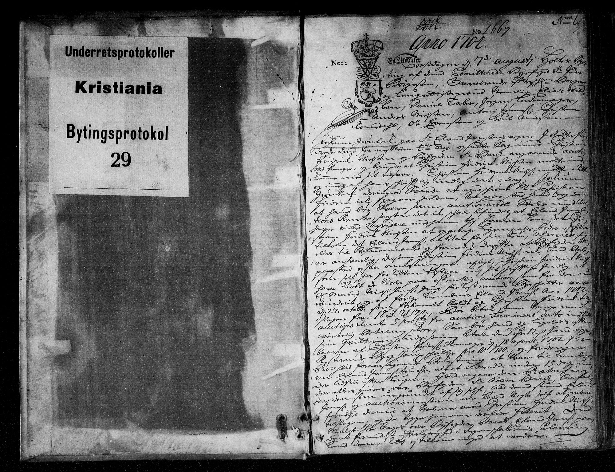 Christiania byfogd, AV/SAO-A-11543/F/Fb/L0029: Tingbok, 1704-1705, s. 0b-1a