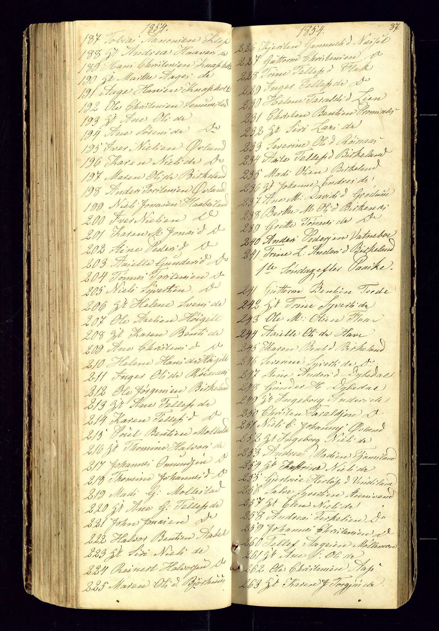 Birkenes sokneprestkontor, SAK/1111-0004/F/Fc/L0003: Kommunikantprotokoll nr. C-3, 1849-1858, s. 87