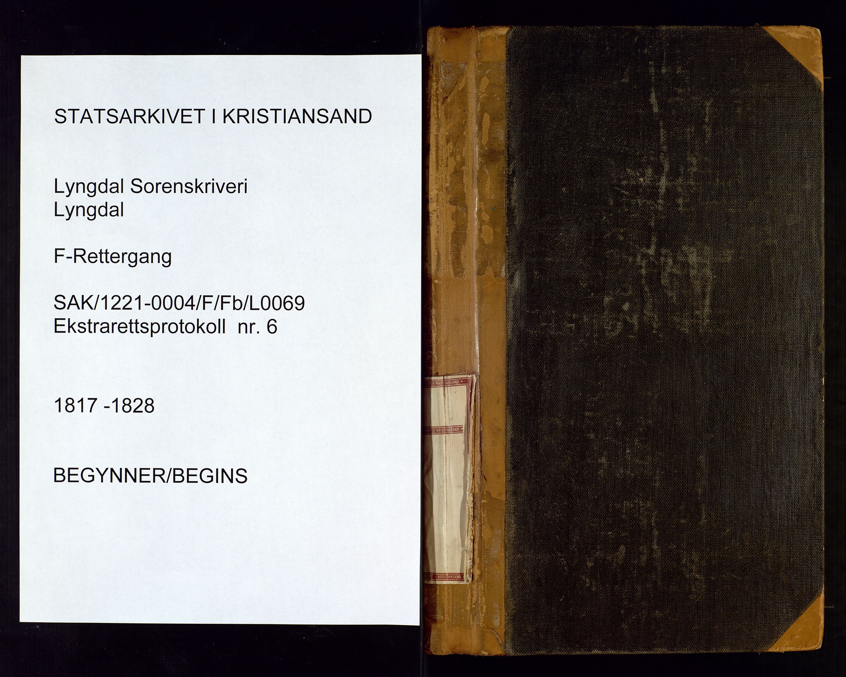 Lyngdal sorenskriveri, SAK/1221-0004/F/Fb/L0069: Ekstrarettsprotokoll nr. 6, 1817-1828