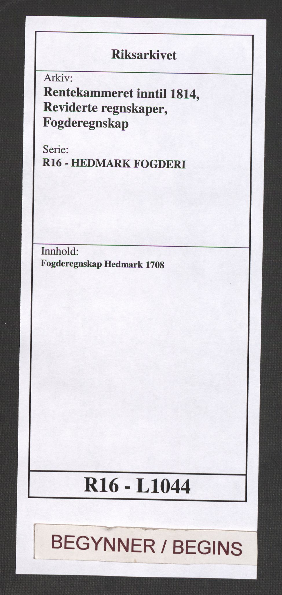 Rentekammeret inntil 1814, Reviderte regnskaper, Fogderegnskap, AV/RA-EA-4092/R16/L1044: Fogderegnskap Hedmark, 1708, s. 1