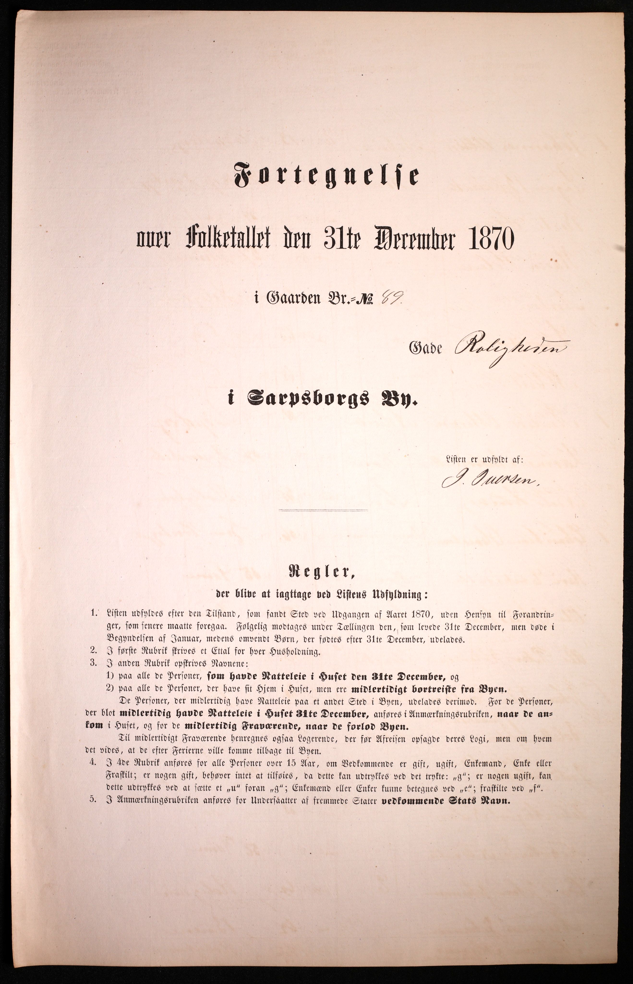 RA, Folketelling 1870 for 0102 Sarpsborg kjøpstad, 1870, s. 435