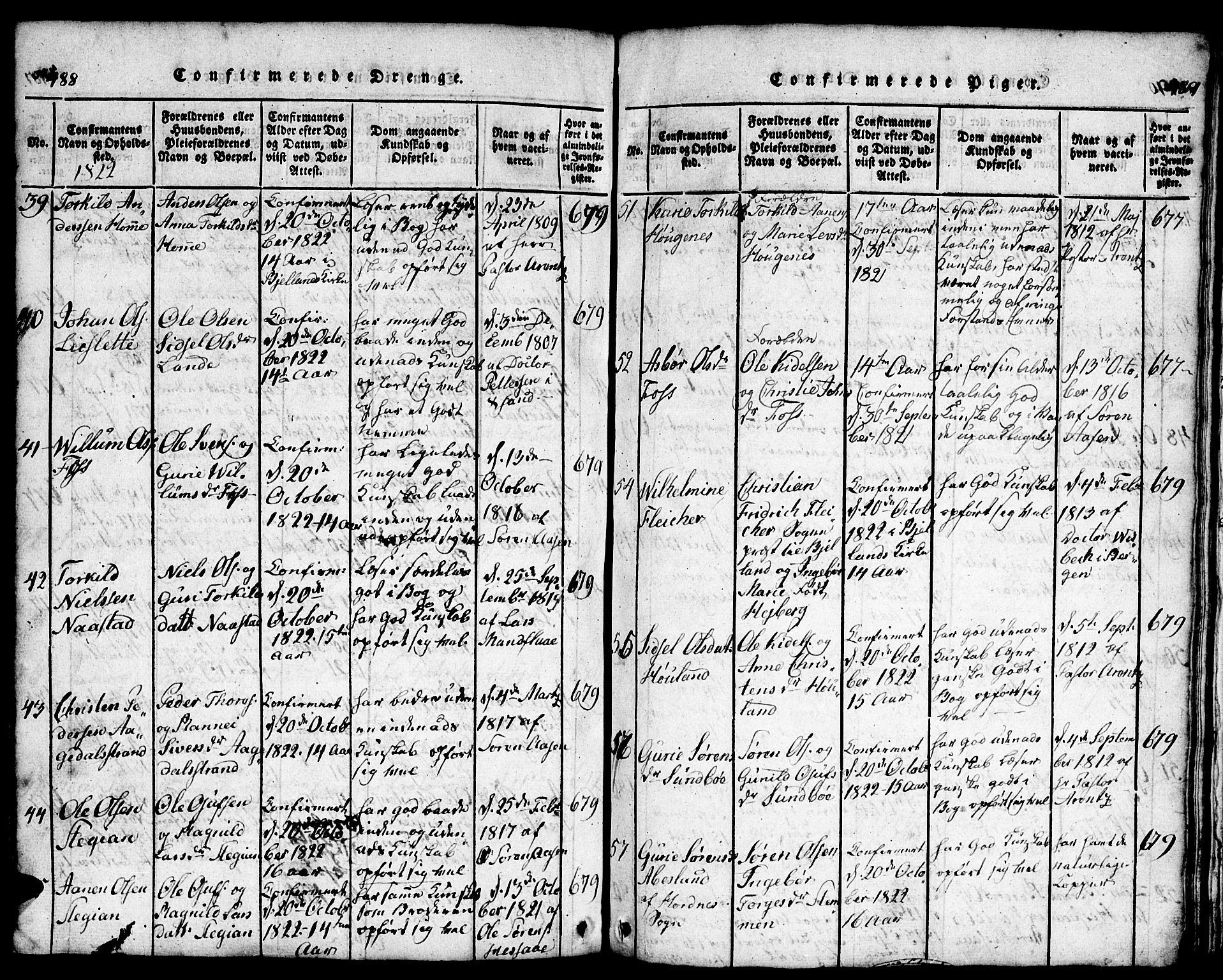 Bjelland sokneprestkontor, SAK/1111-0005/F/Fb/Fba/L0003: Klokkerbok nr. B 3, 1816-1870, s. 488-489