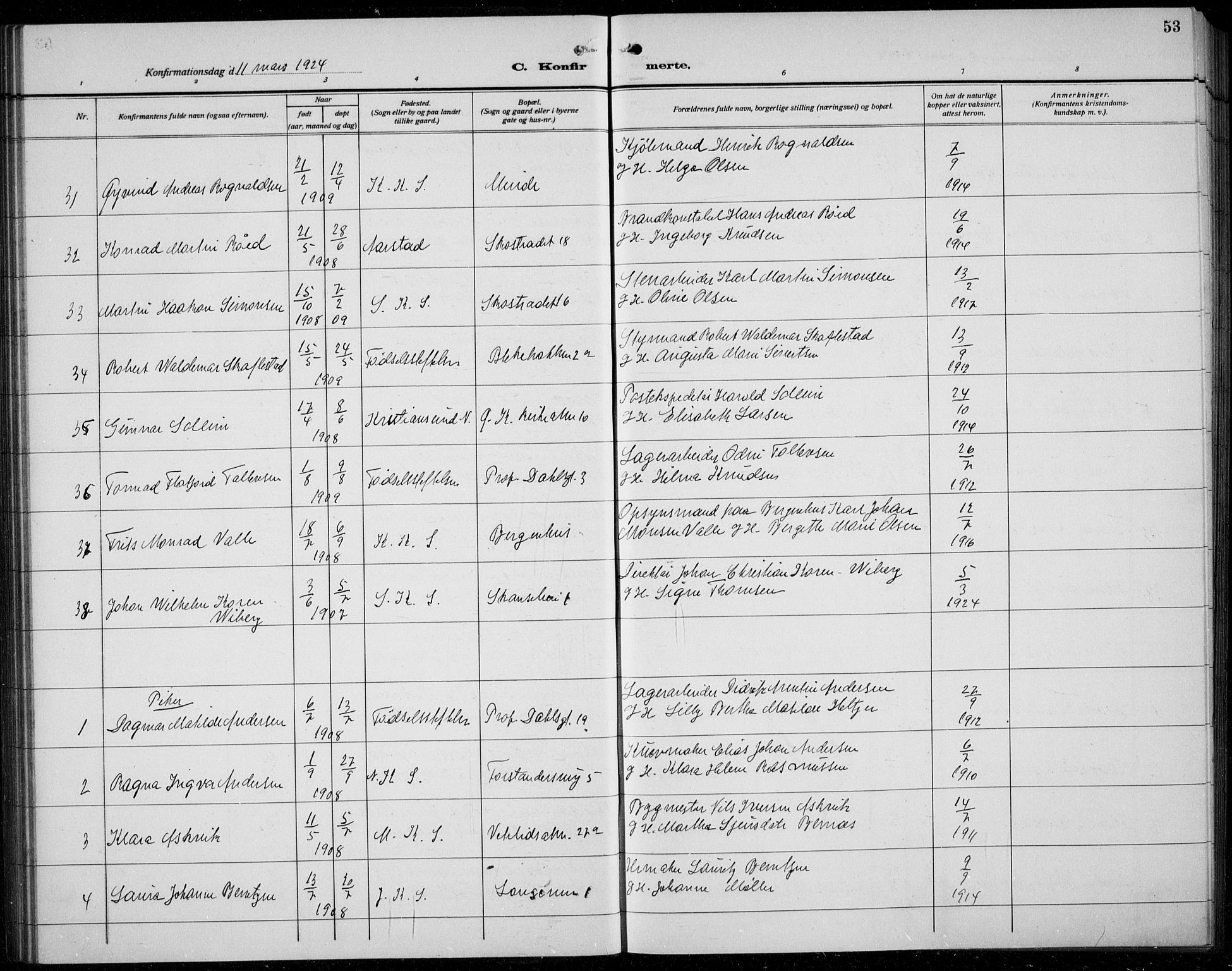 Korskirken sokneprestembete, AV/SAB-A-76101/H/Hab: Klokkerbok nr. C 6, 1918-1941, s. 53