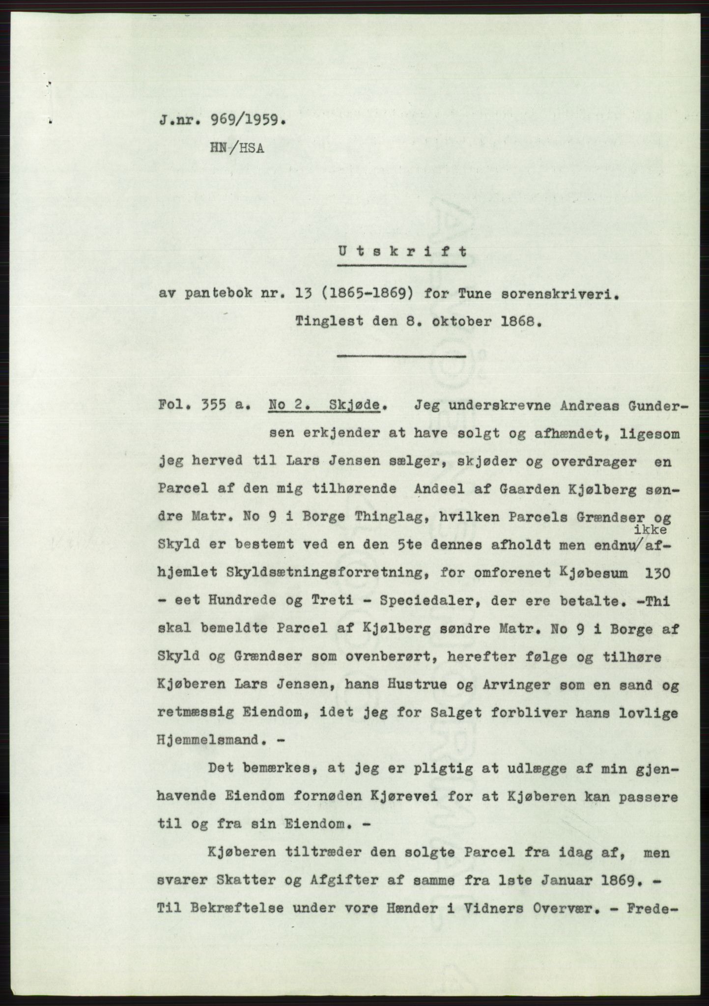 Statsarkivet i Oslo, SAO/A-10621/Z/Zd/L0010: Avskrifter, j.nr 753-1498/1959, 1959, s. 89
