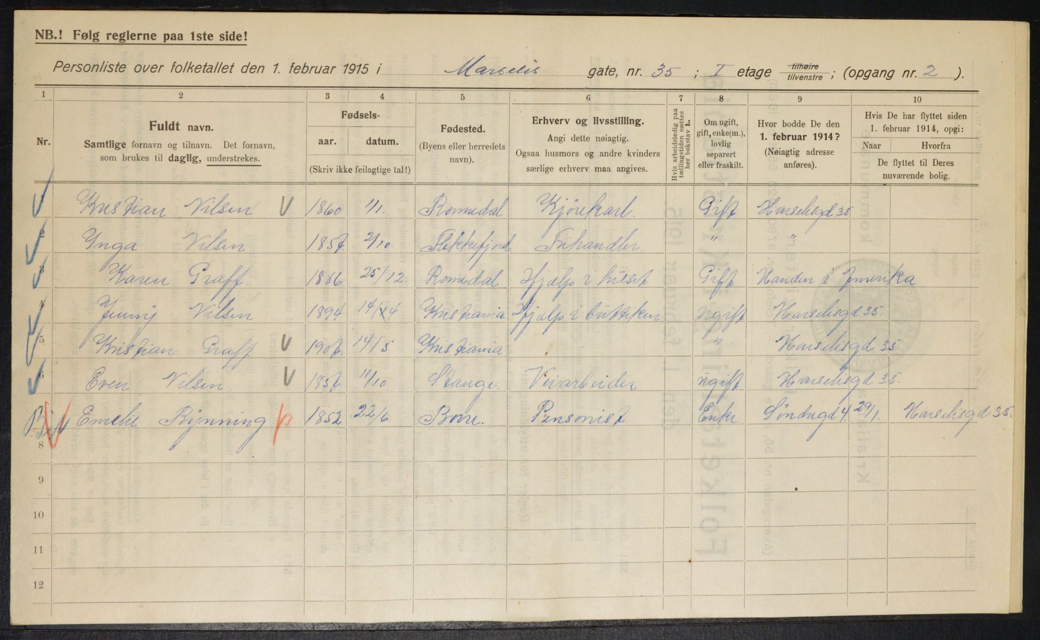 OBA, Kommunal folketelling 1.2.1915 for Kristiania, 1915, s. 64083