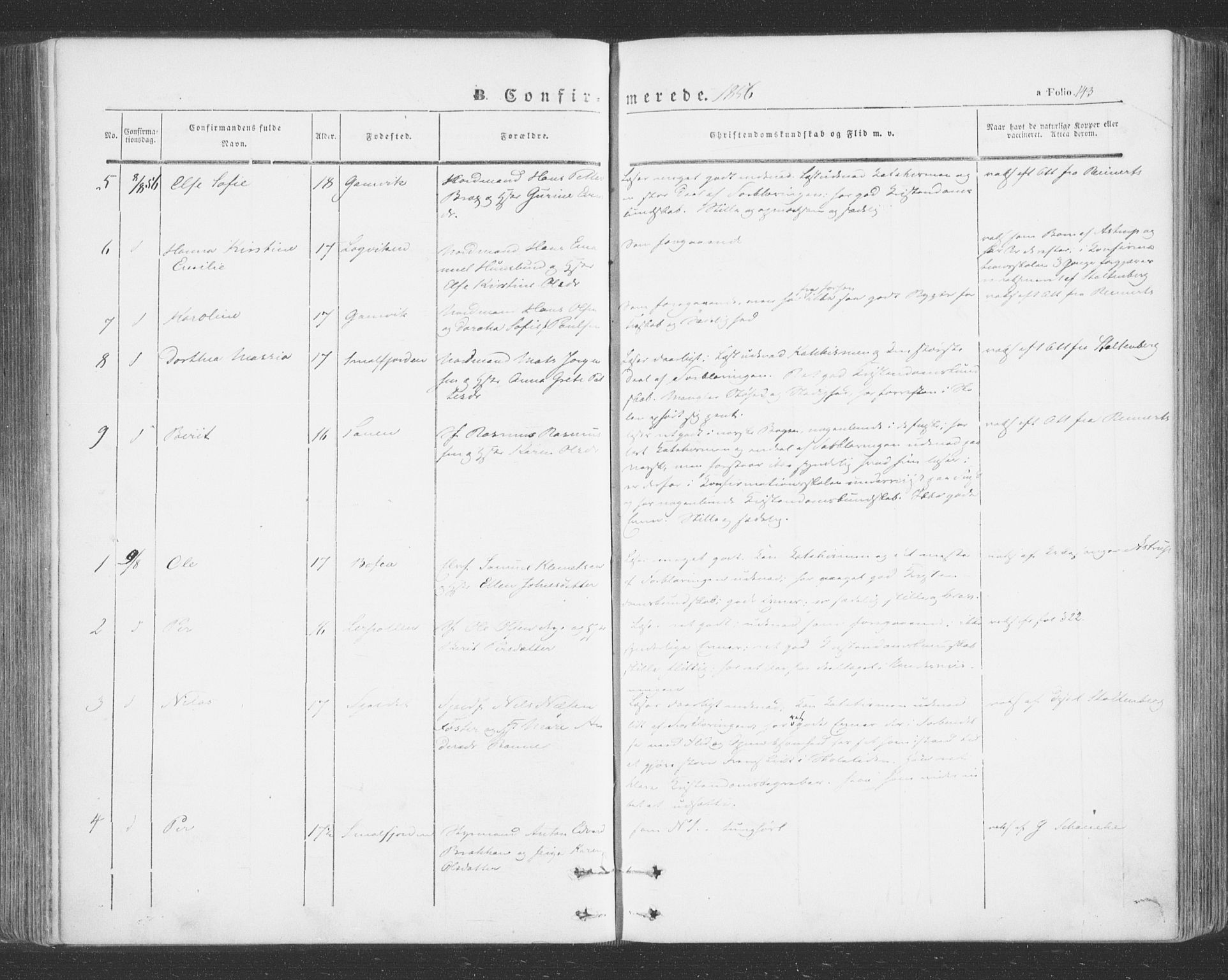 Tana sokneprestkontor, SATØ/S-1334/H/Ha/L0001kirke: Ministerialbok nr. 1, 1846-1861, s. 143