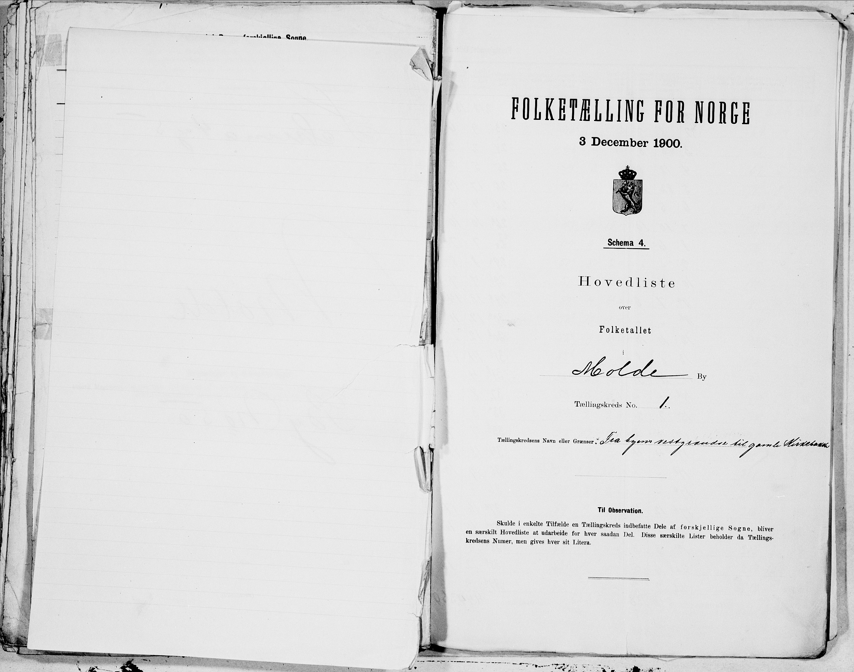 SAT, Folketelling 1900 for 1502 Molde kjøpstad, 1900, s. 1