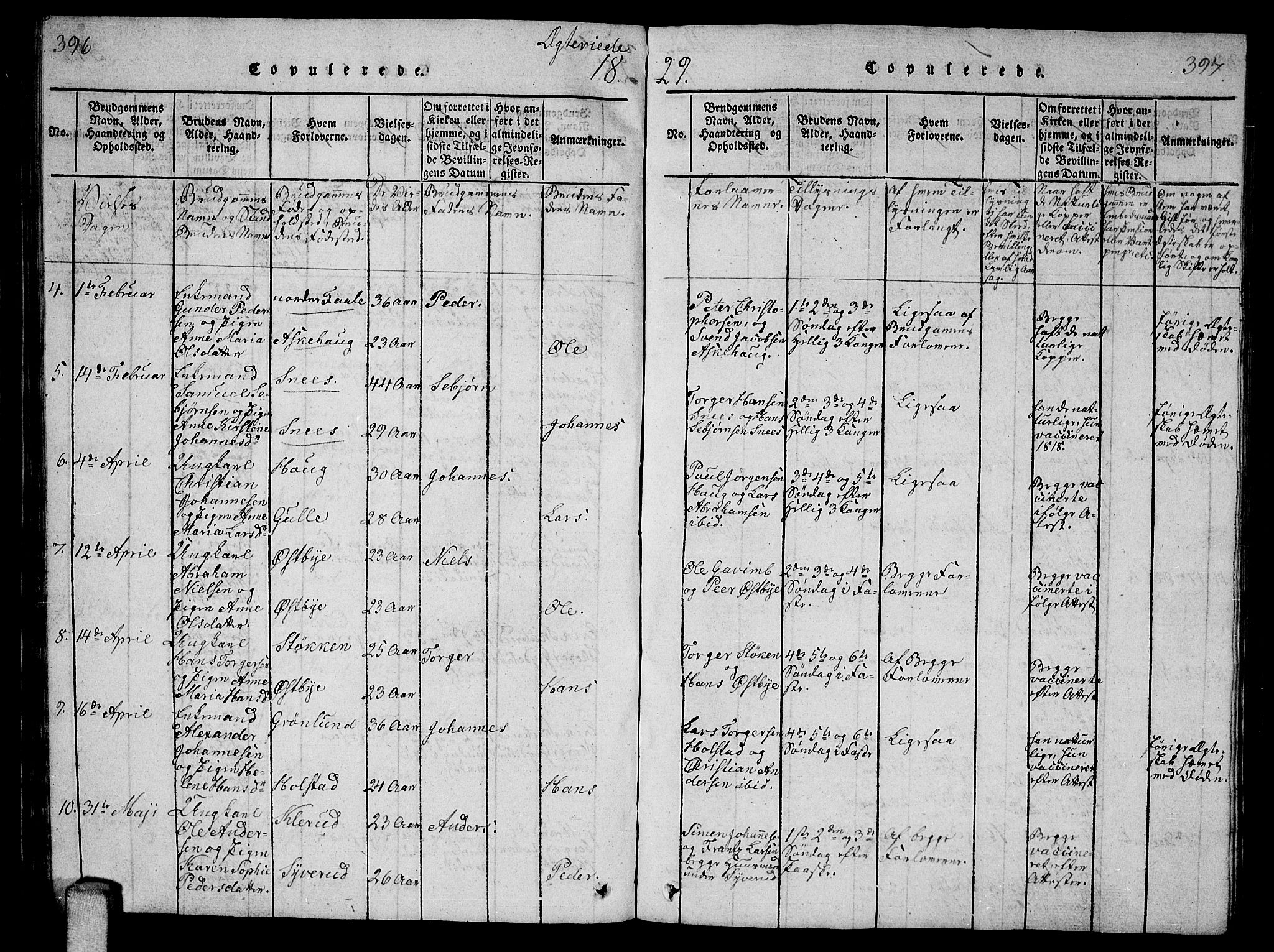 Ås prestekontor Kirkebøker, AV/SAO-A-10894/G/Ga/L0002: Klokkerbok nr. I 2, 1820-1836, s. 396-397