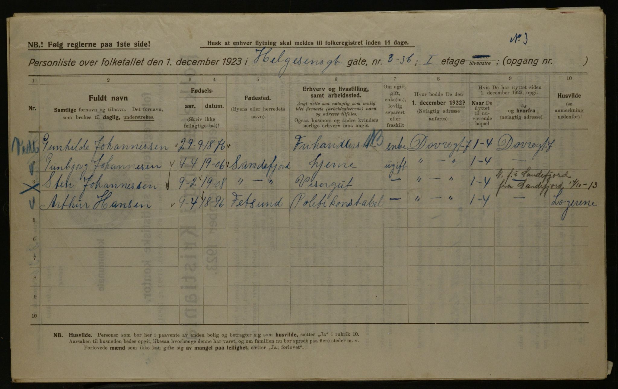 OBA, Kommunal folketelling 1.12.1923 for Kristiania, 1923, s. 42183