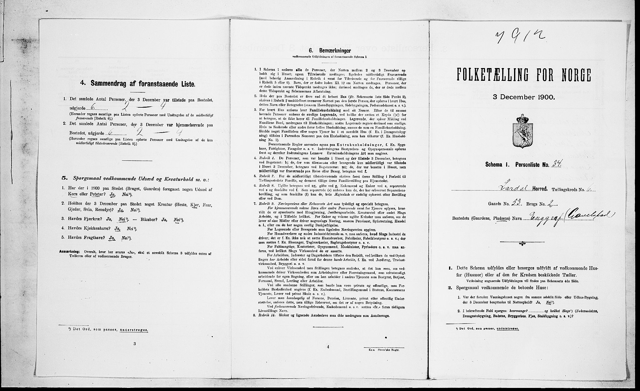 RA, Folketelling 1900 for 0728 Lardal herred, 1900, s. 873