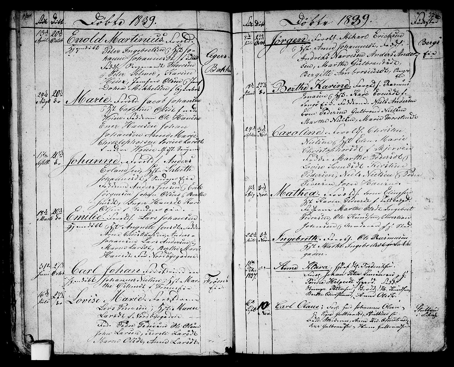 Aker prestekontor kirkebøker, AV/SAO-A-10861/G/L0007: Klokkerbok nr. 7, 1838-1846, s. 36-37