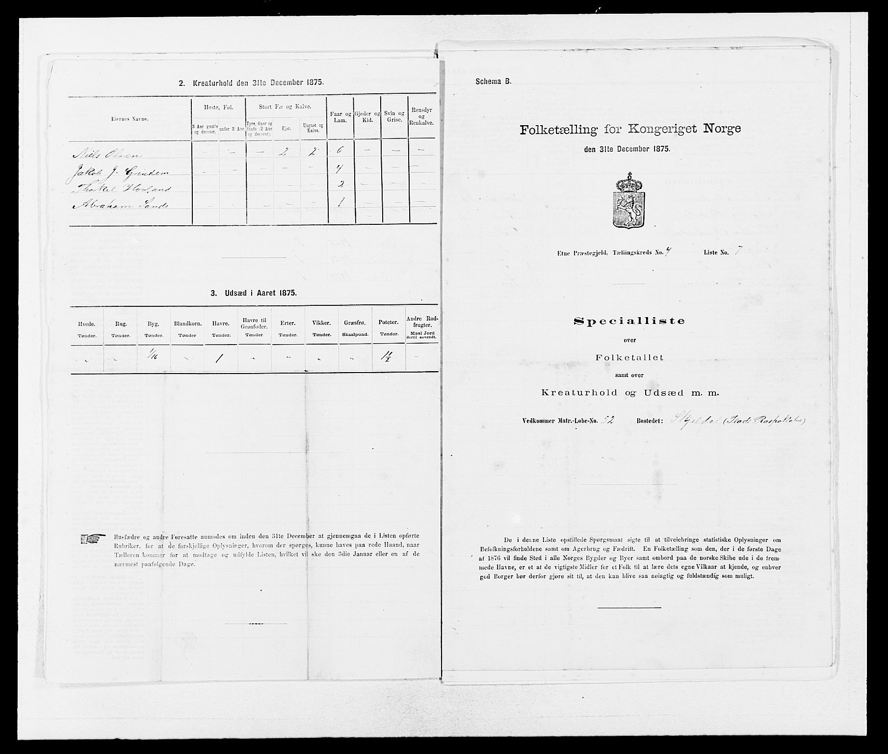SAB, Folketelling 1875 for 1211P Etne prestegjeld, 1875, s. 287