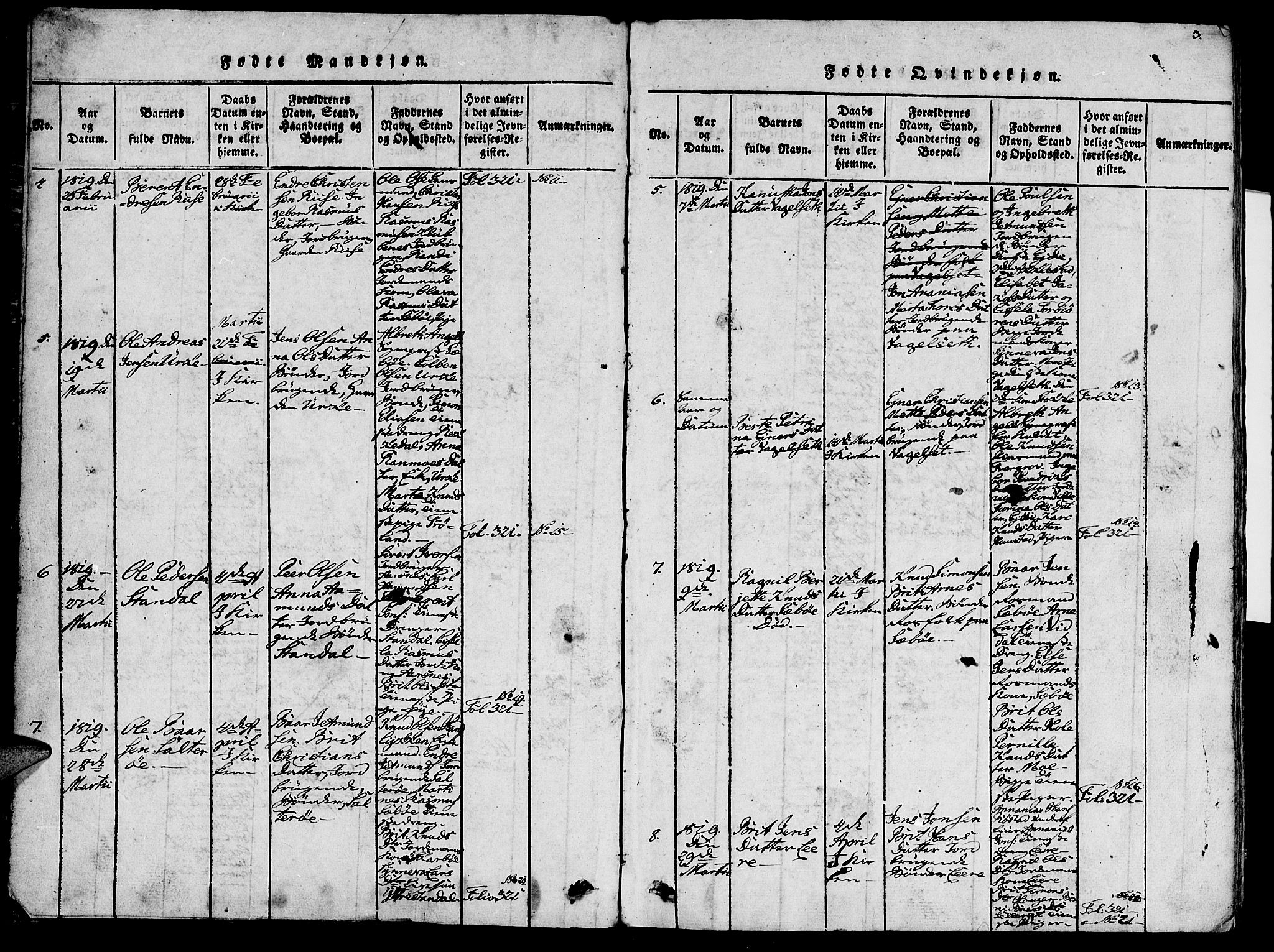 Ministerialprotokoller, klokkerbøker og fødselsregistre - Møre og Romsdal, SAT/A-1454/515/L0207: Ministerialbok nr. 515A03, 1819-1829, s. 3