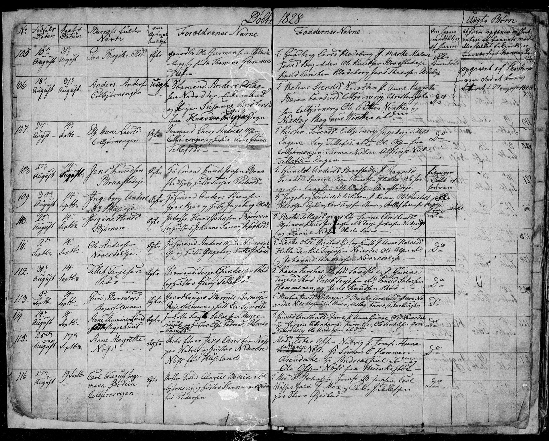 Øyestad sokneprestkontor, AV/SAK-1111-0049/F/Fb/L0004: Klokkerbok nr. B 4, 1828-1833