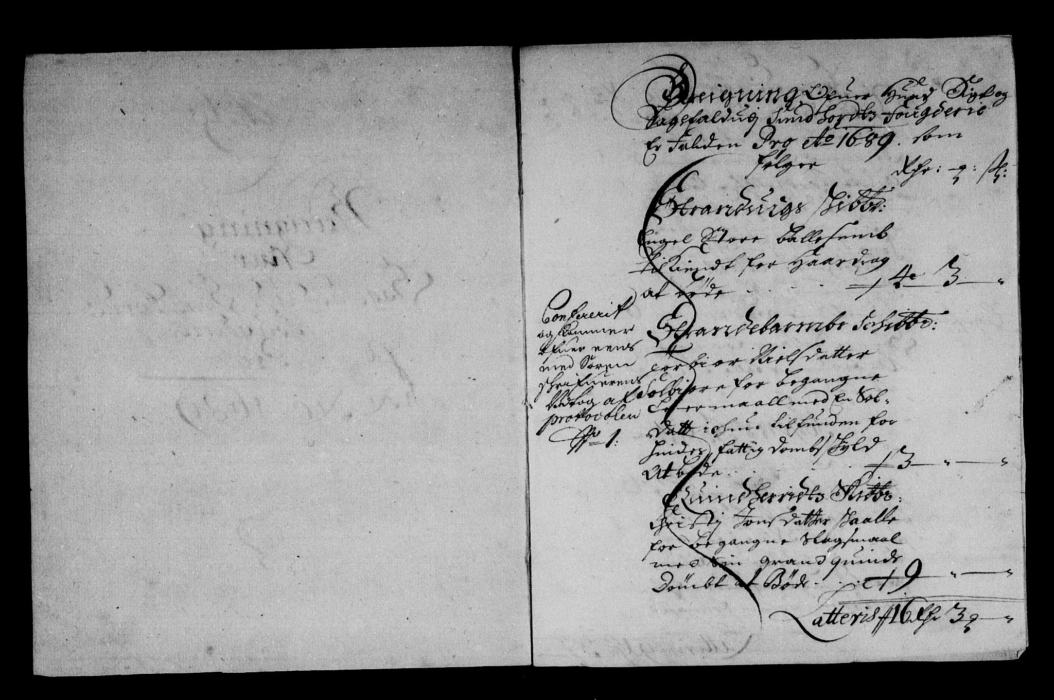 Rentekammeret inntil 1814, Reviderte regnskaper, Stiftamtstueregnskaper, Bergen stiftamt, AV/RA-EA-6043/R/Rc/L0090: Bergen stiftamt, 1689