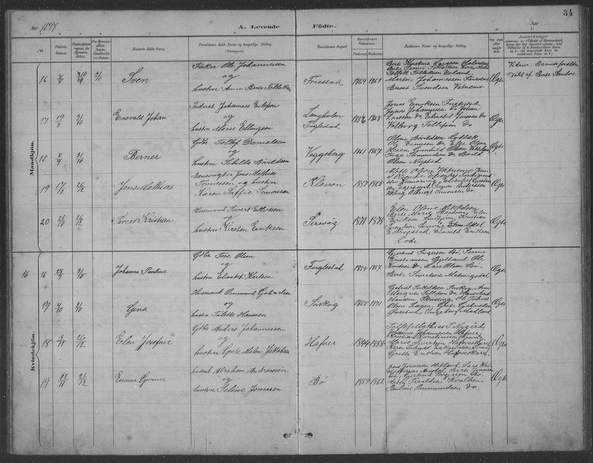 Eigersund sokneprestkontor, SAST/A-101807/S09: Klokkerbok nr. B 21, 1890-1915, s. 34