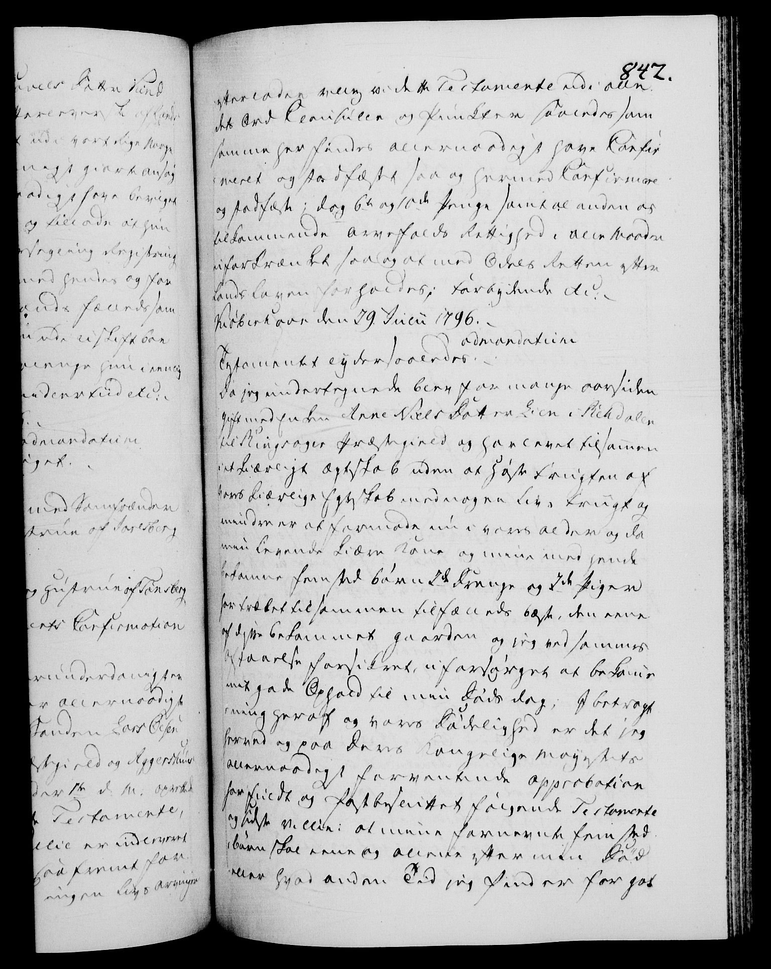 Danske Kanselli 1572-1799, RA/EA-3023/F/Fc/Fca/Fcaa/L0056: Norske registre, 1795-1796, s. 842a