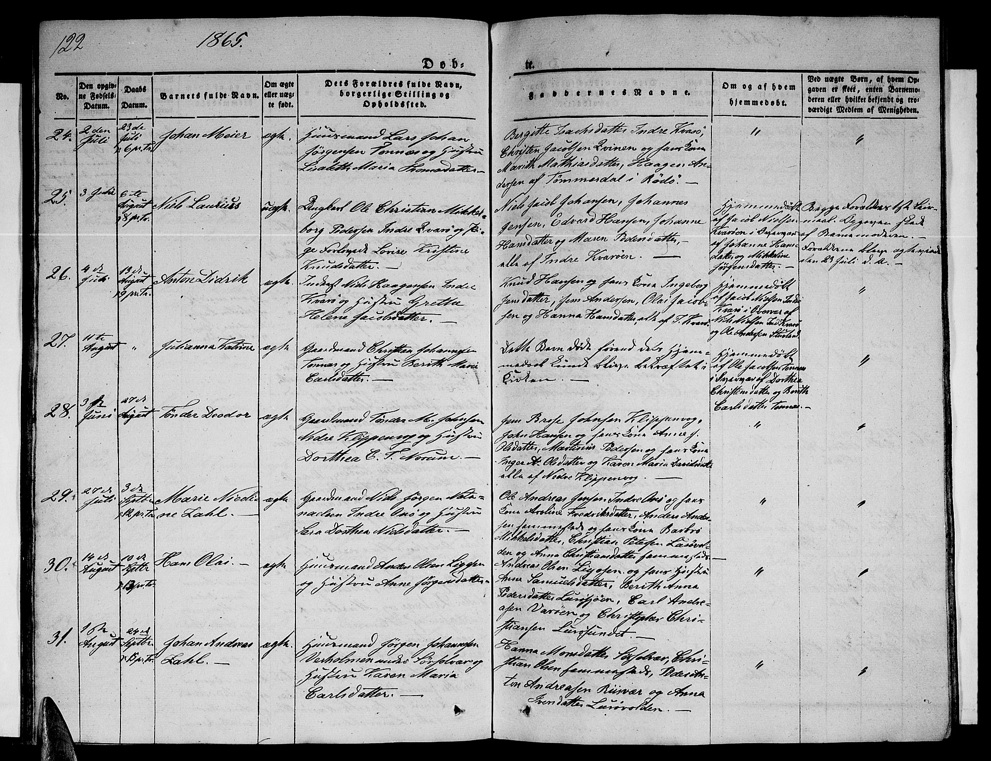 Ministerialprotokoller, klokkerbøker og fødselsregistre - Nordland, SAT/A-1459/839/L0572: Klokkerbok nr. 839C02, 1841-1873, s. 122