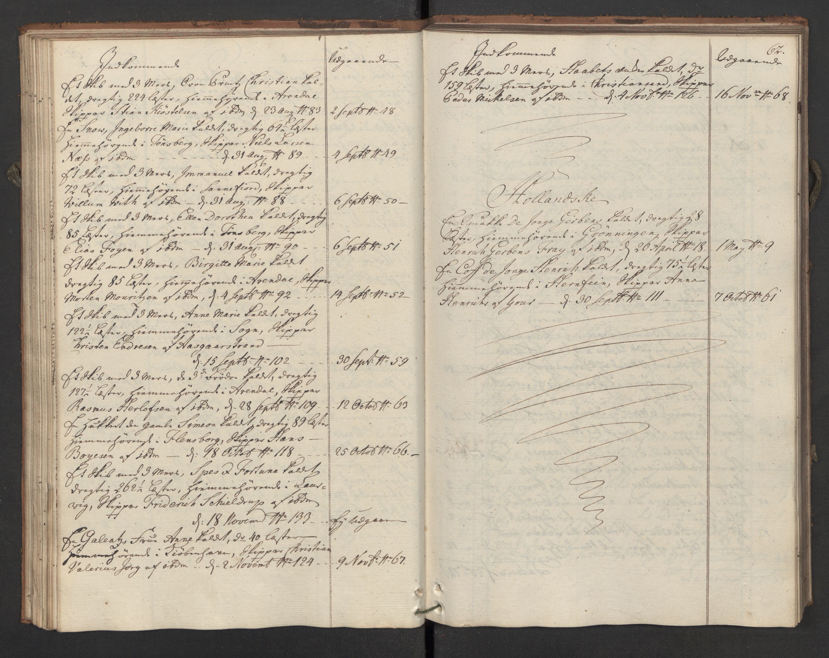 Generaltollkammeret, tollregnskaper, AV/RA-EA-5490/R02/L0035/0001: Tollregnskaper Fredrikstad / Utgående hovedtollbok, 1762, s. 61b-62a