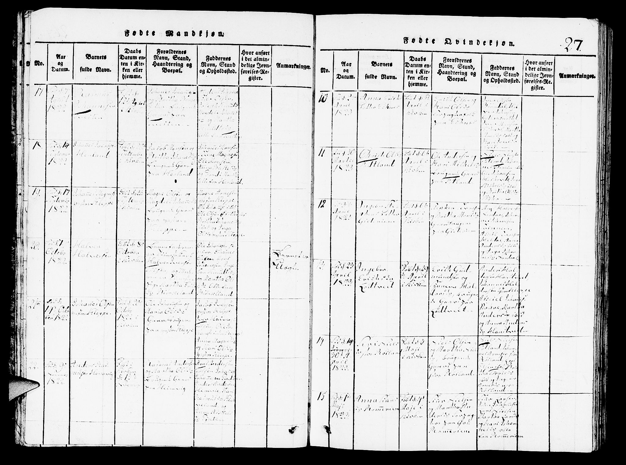 Hosanger sokneprestembete, AV/SAB-A-75801/H/Hab: Klokkerbok nr. A 1 /1, 1816-1856, s. 27